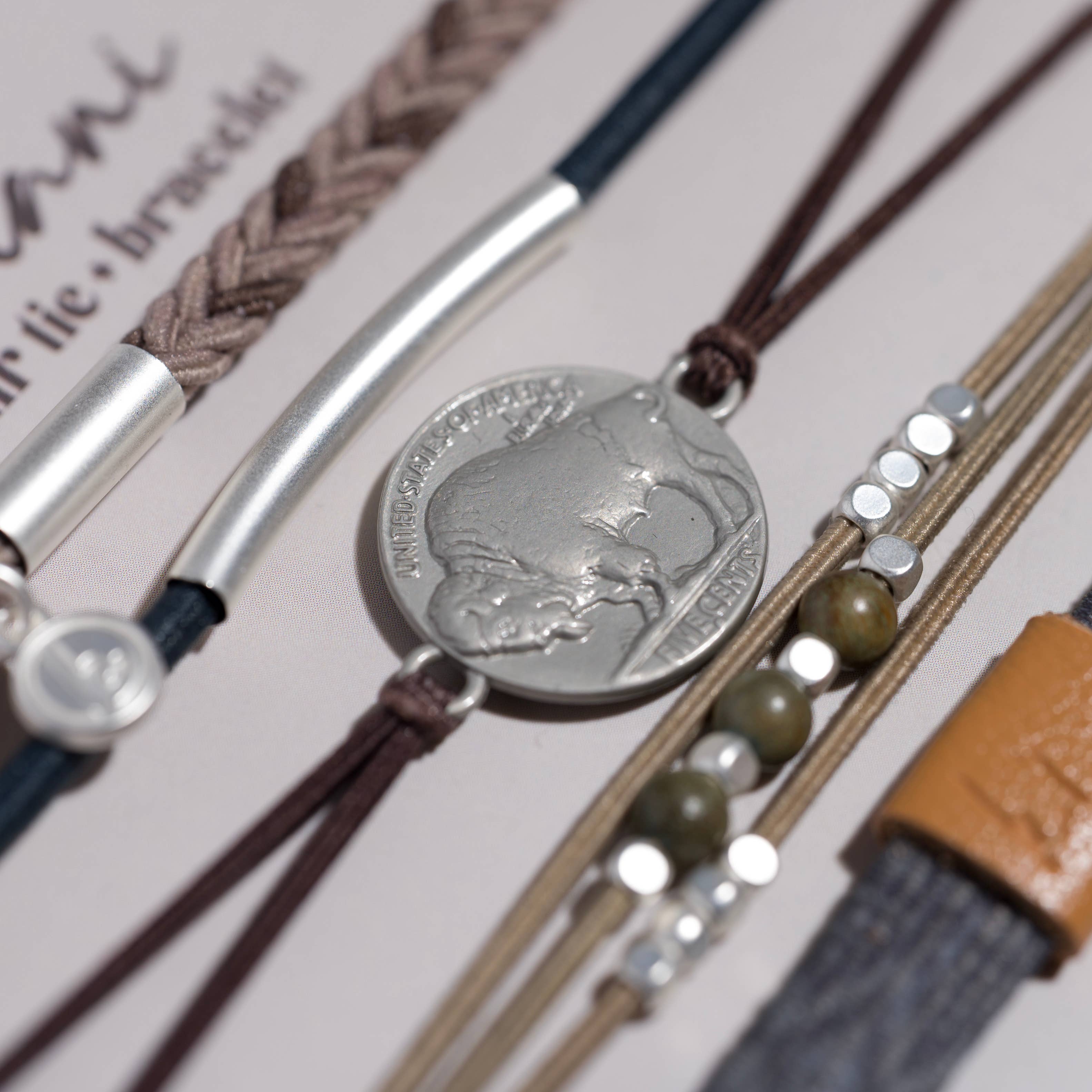 "Roam" Earthy Buffalo Hair Tie Bracelets