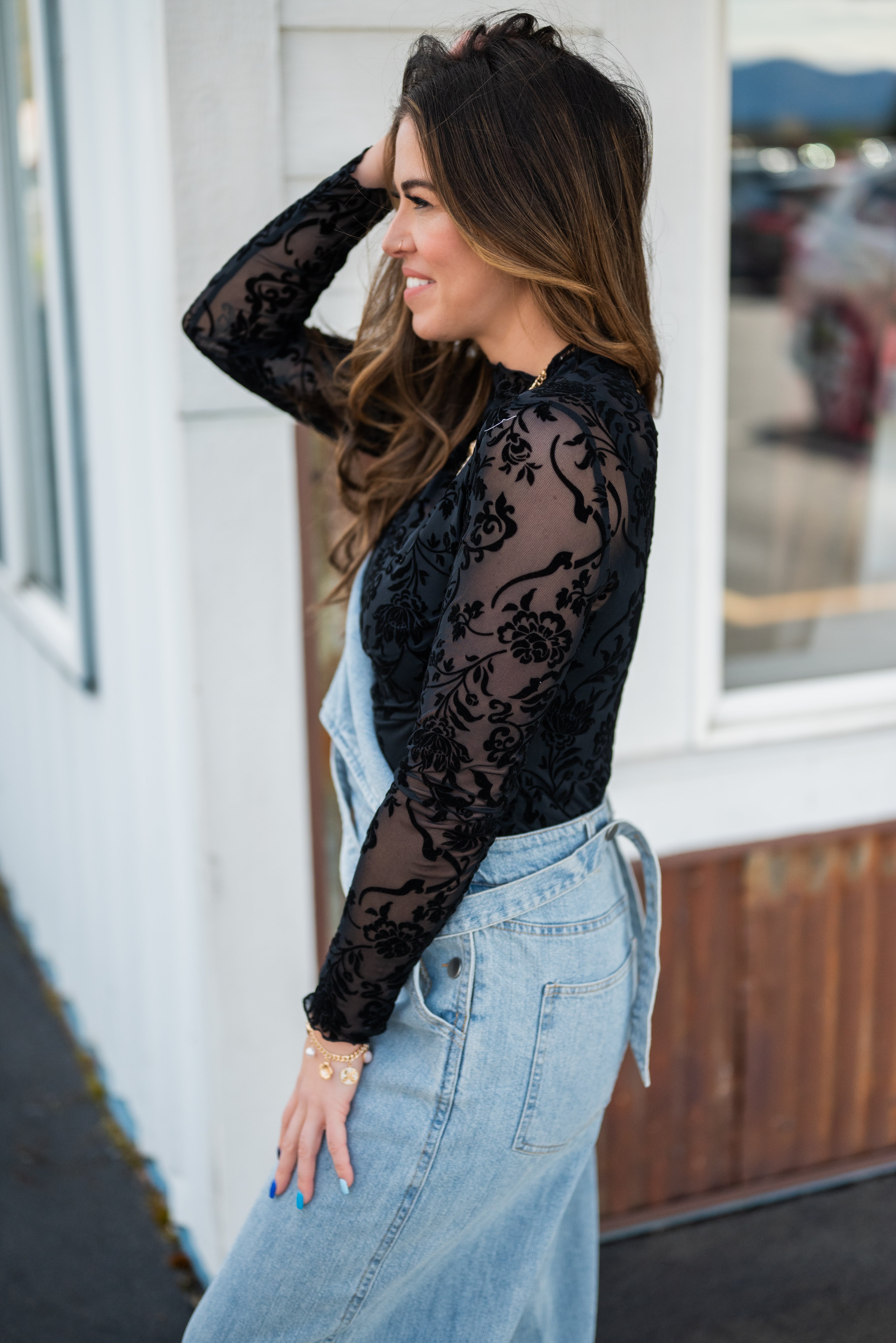 ALYCE VELVET LACE TOP