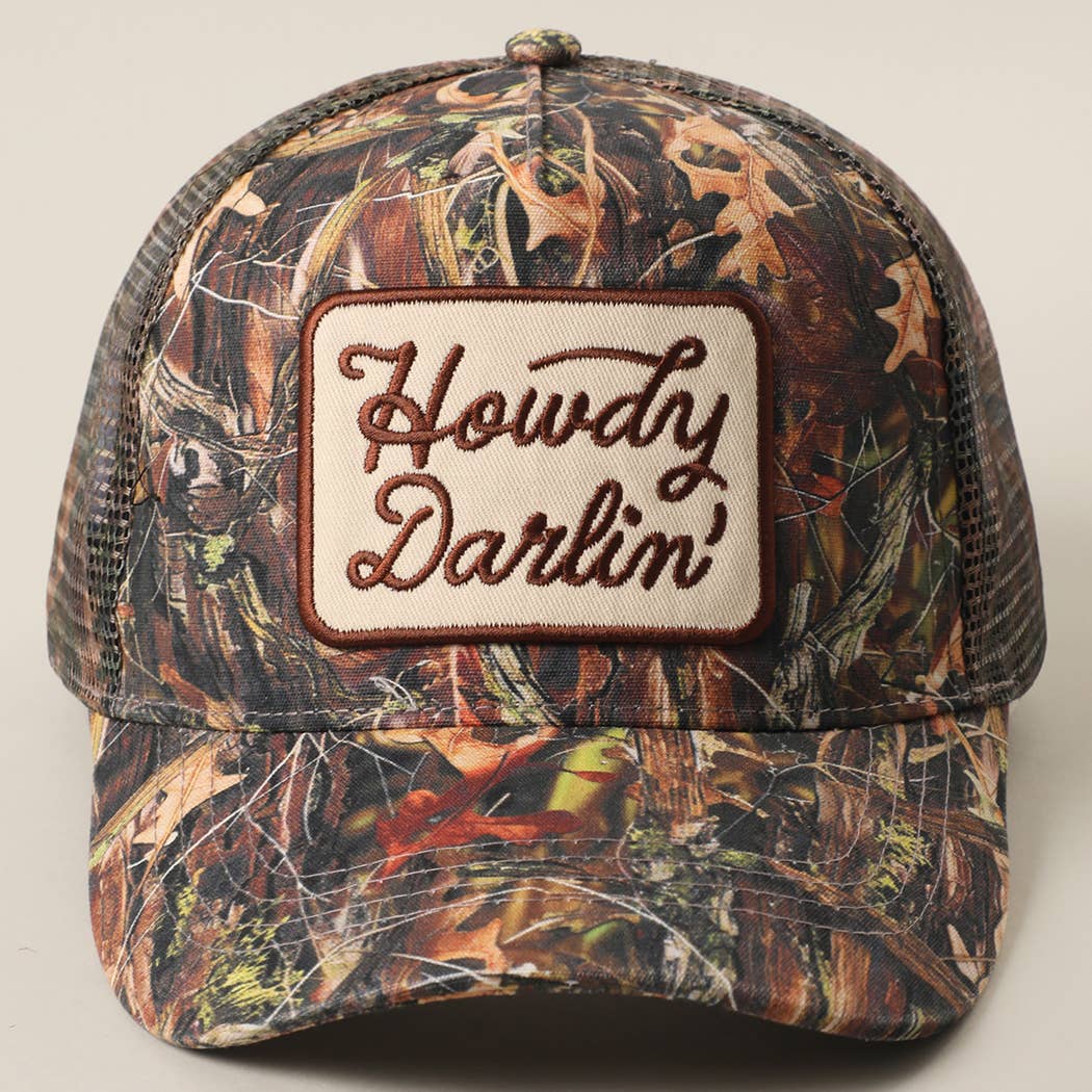 Howdy Darlin' Embroidered Patch Camo Trucker Hat