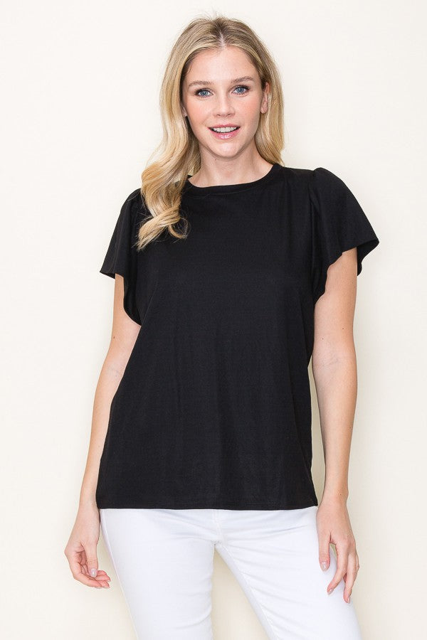 GABI RUFFLE SLEEVE TOP
