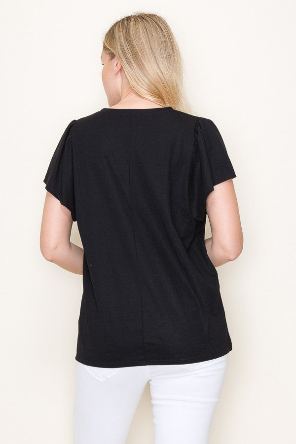 GABI RUFFLE SLEEVE TOP