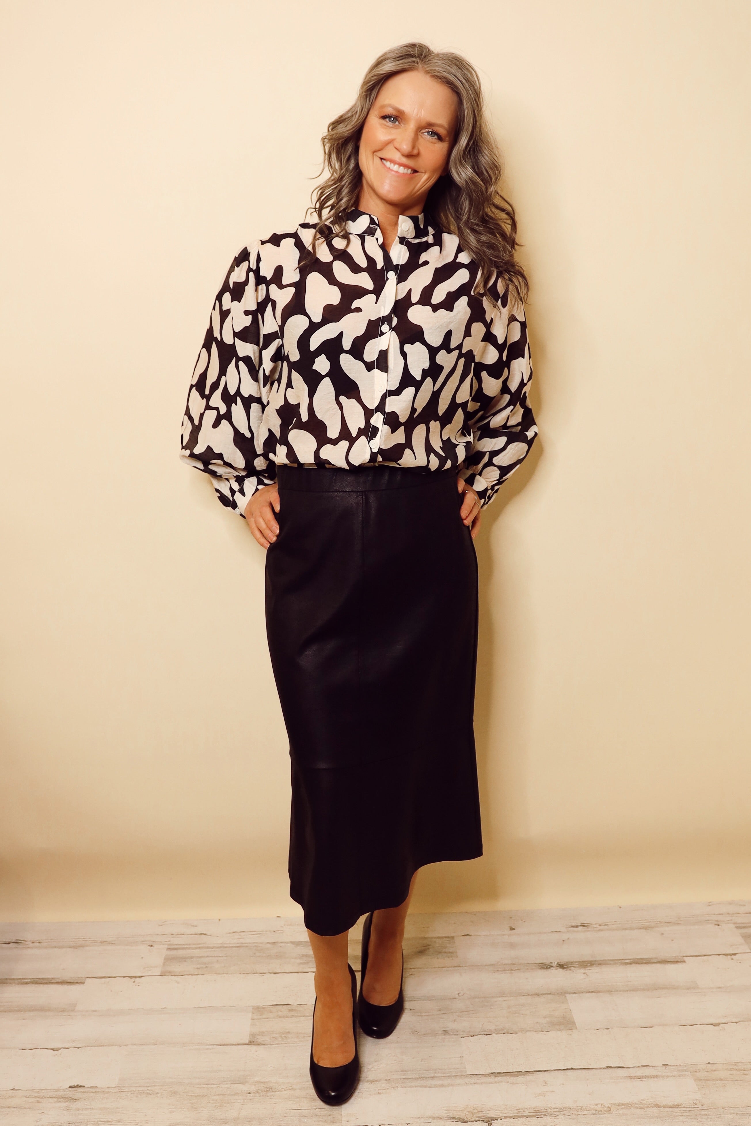 Liquid Leather™ Flounce Midi Skirt