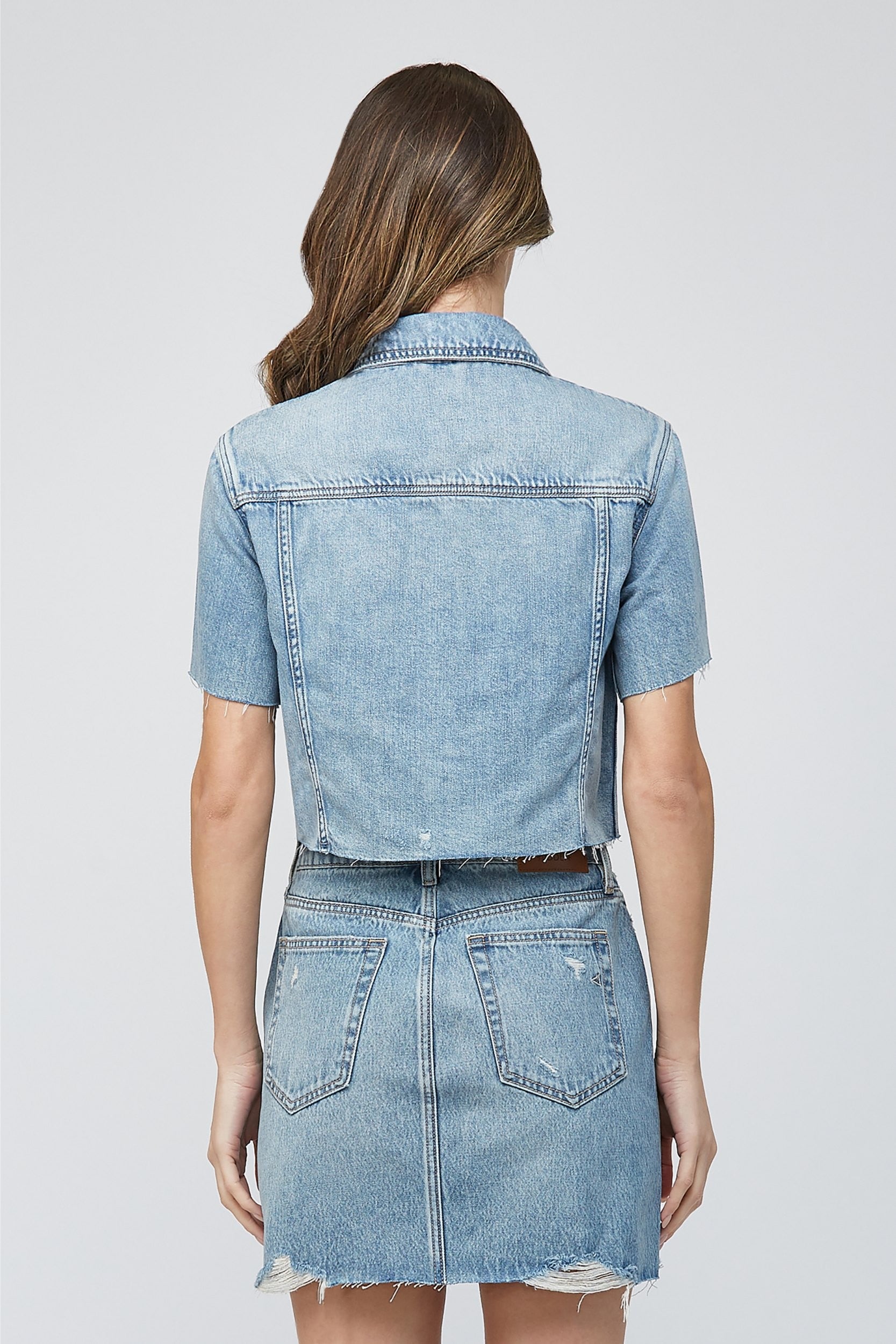 VERA SHORT SLEEVE CROP DENIM JACKET