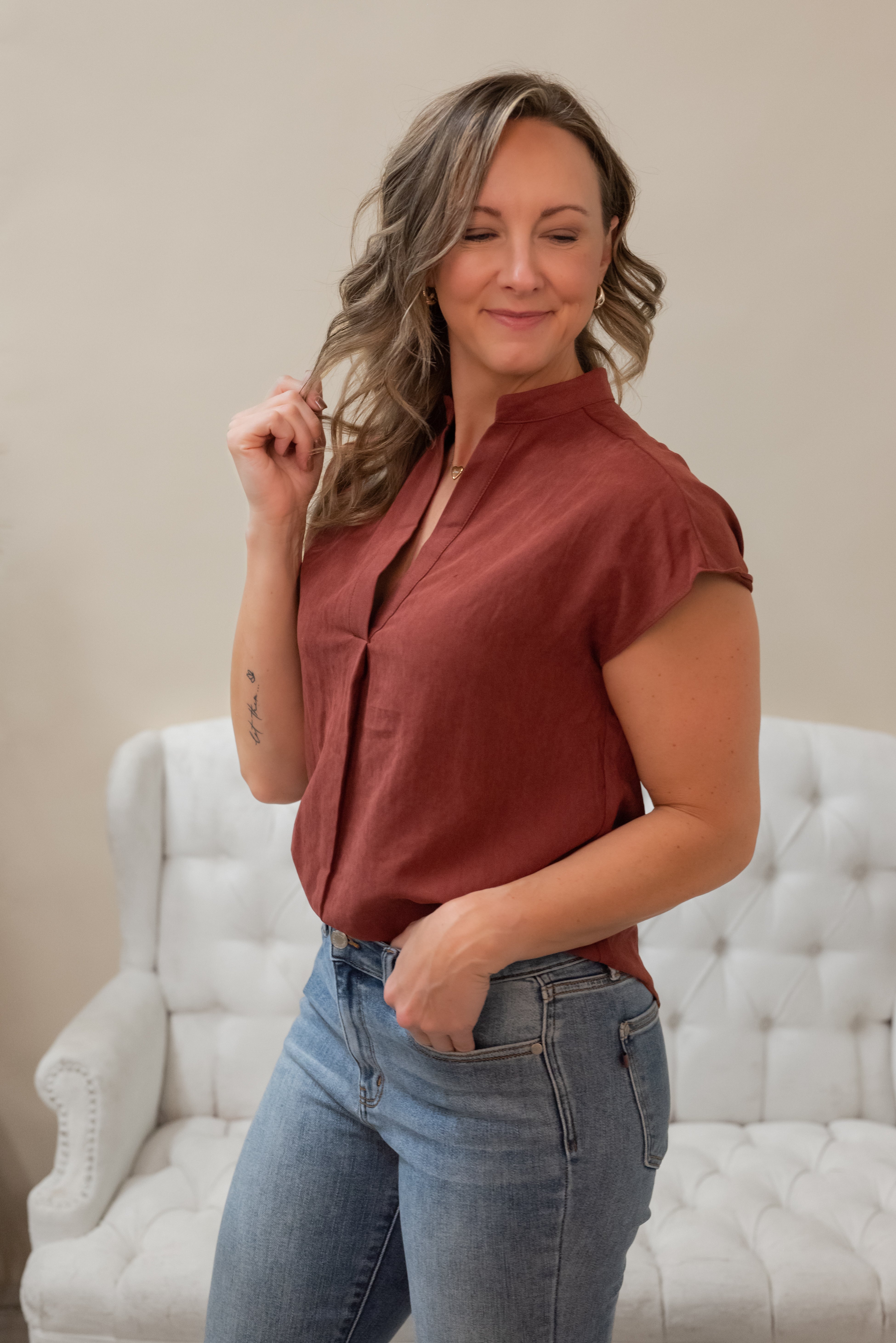 RAE DROP SHOULDER BLOUSE