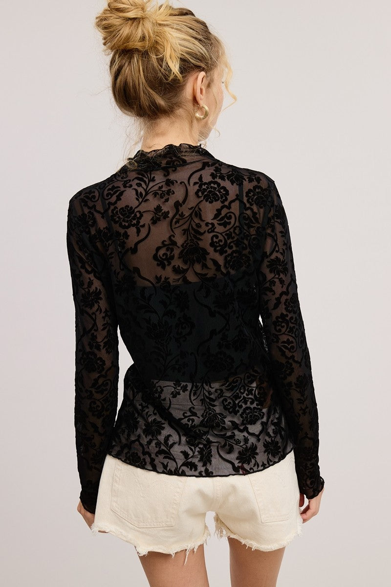 ALYCE VELVET LACE TOP