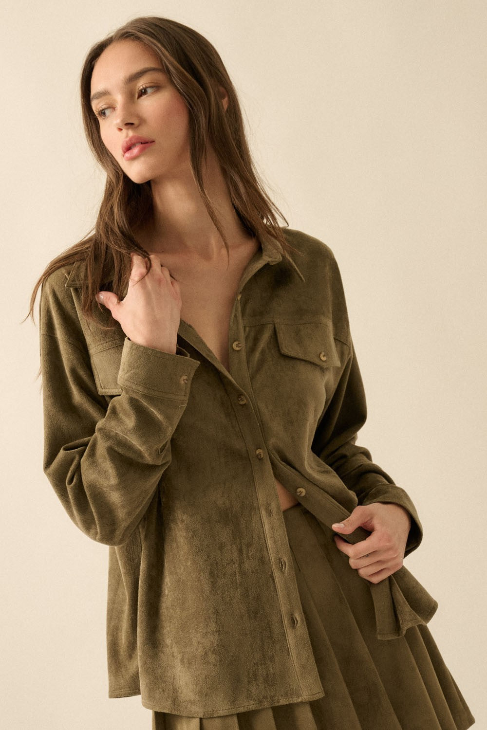 GREER FAUX SUEDE SHIRT