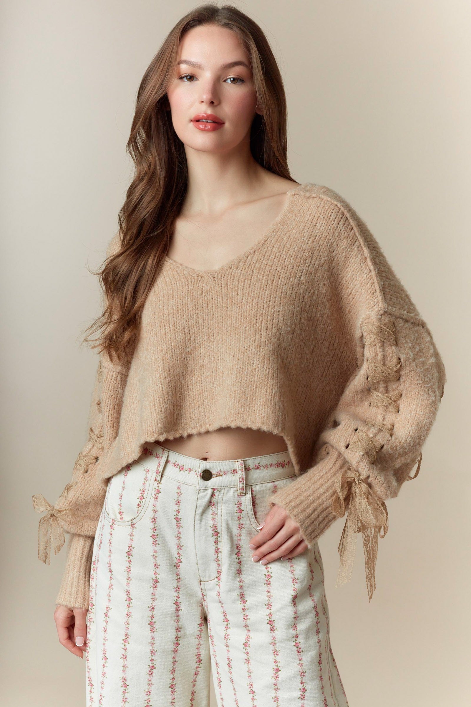 EMILEE LACE-UP SWEATER