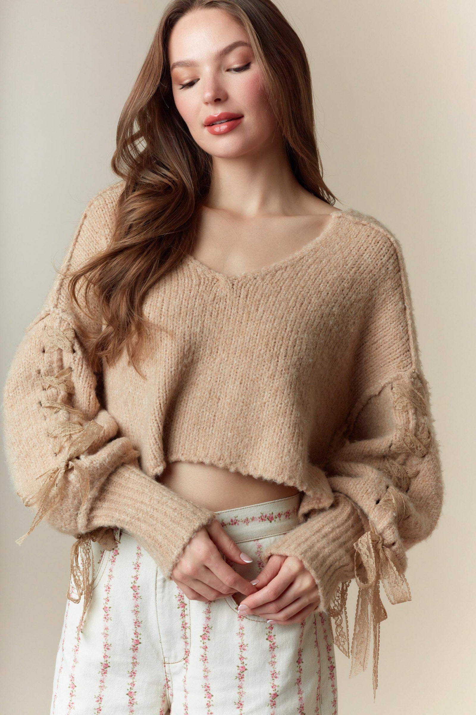 EMILEE LACE-UP SWEATER