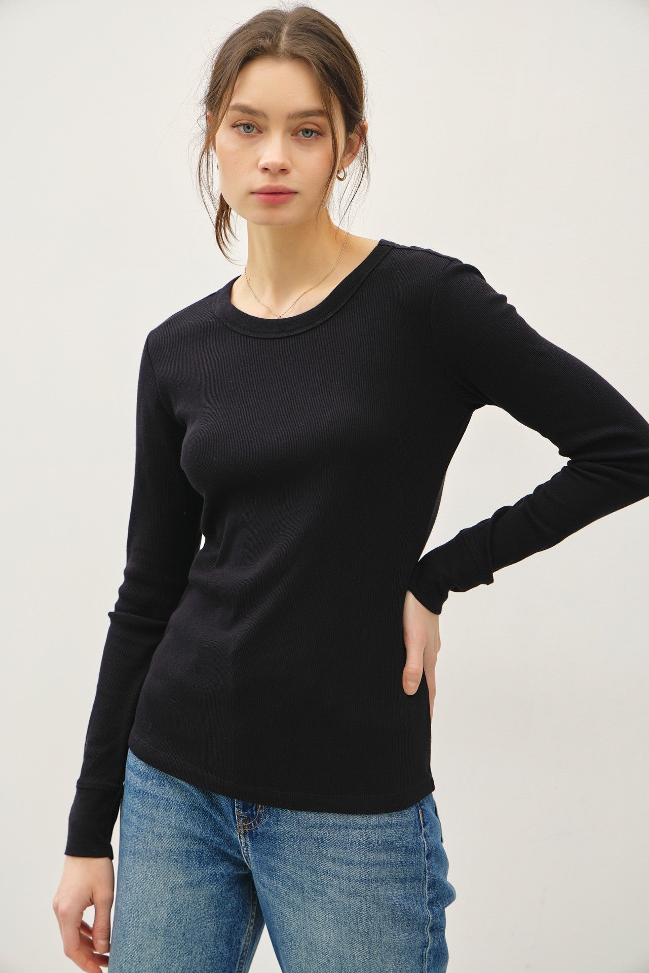 ZOIE RIBBED LS TOP