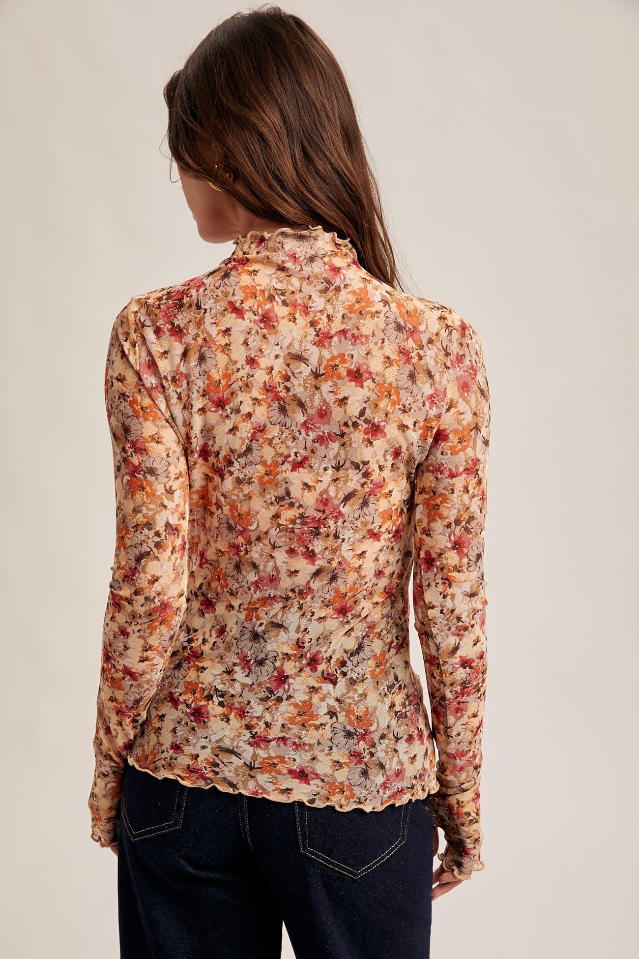SHAYLA FLORAL MESH TOP