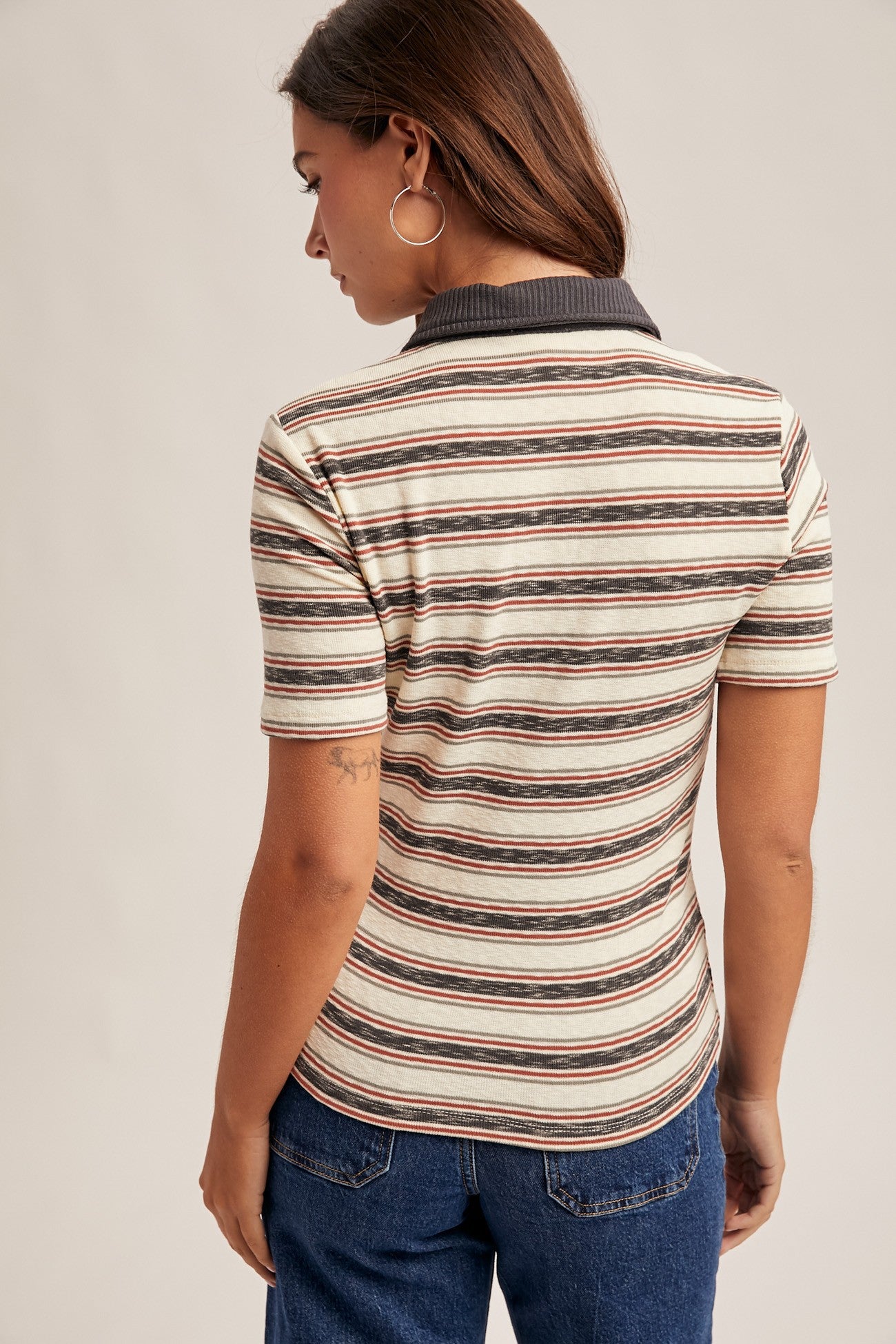 LUCA STRIPE POLO TOP