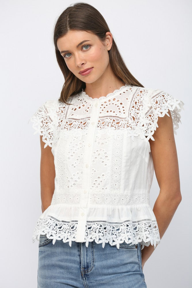 HAZEL LACE PEPLUM BLOUSE