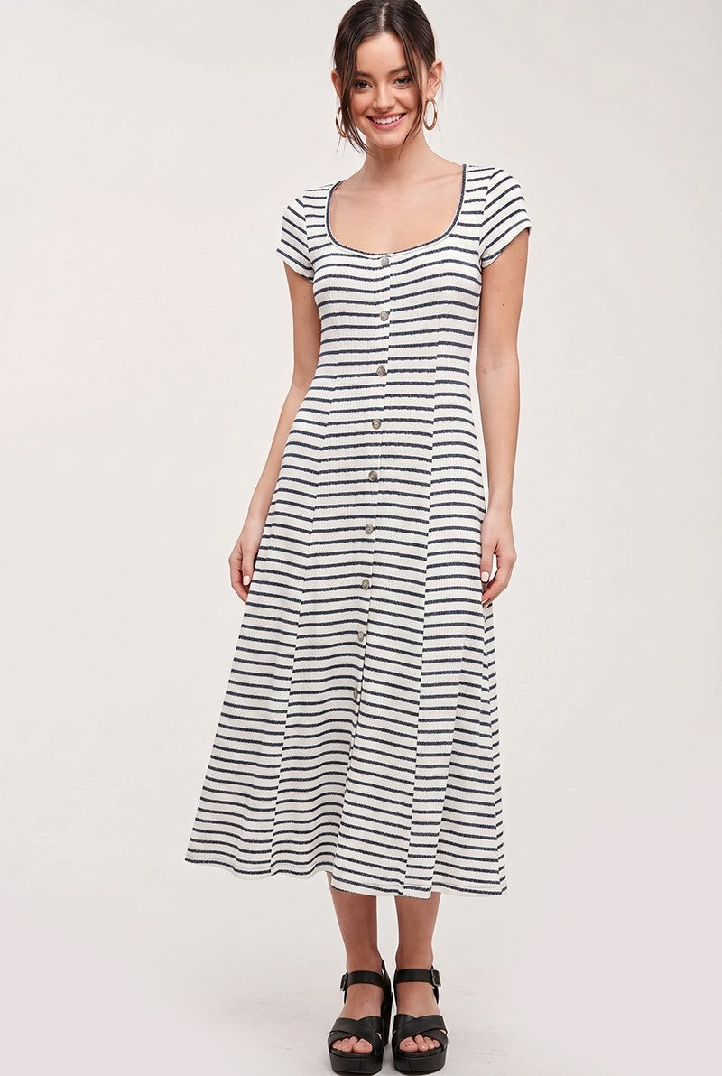 Coastal Striped Midi Dress
