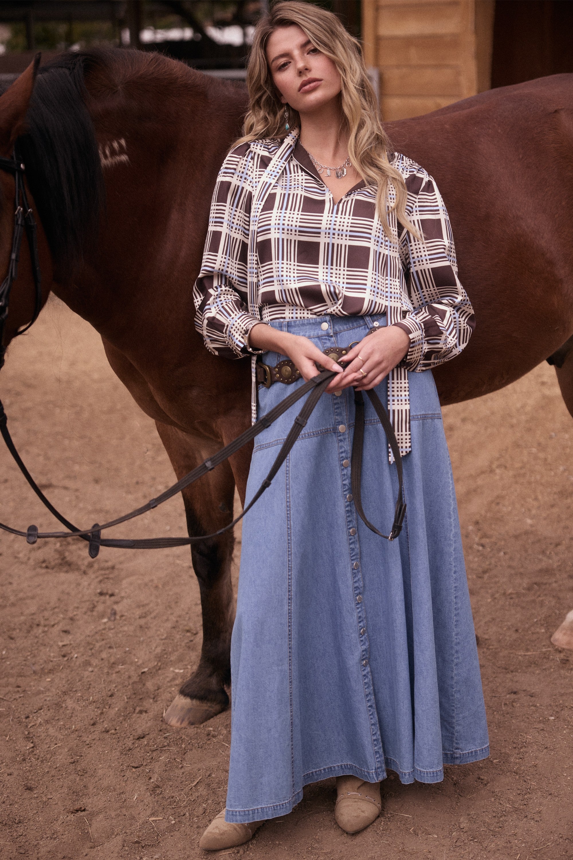 KARRIE DENIM MAXI SKIRT