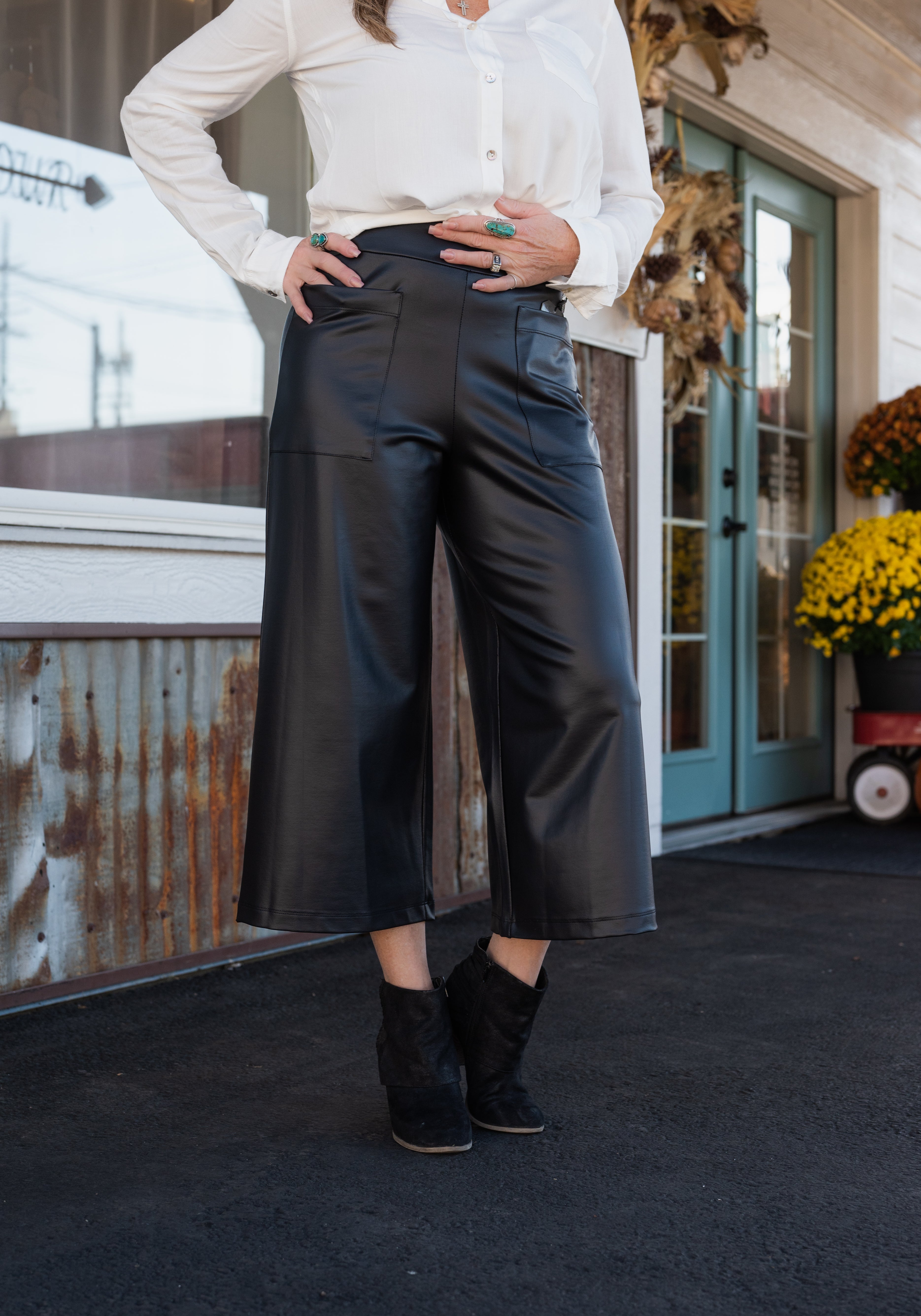 Liquid Leather™ - Sheen Front Pocket Gaucho Pant
