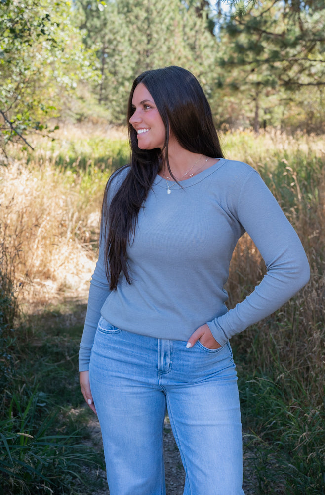 ZOIE RIBBED LS TOP