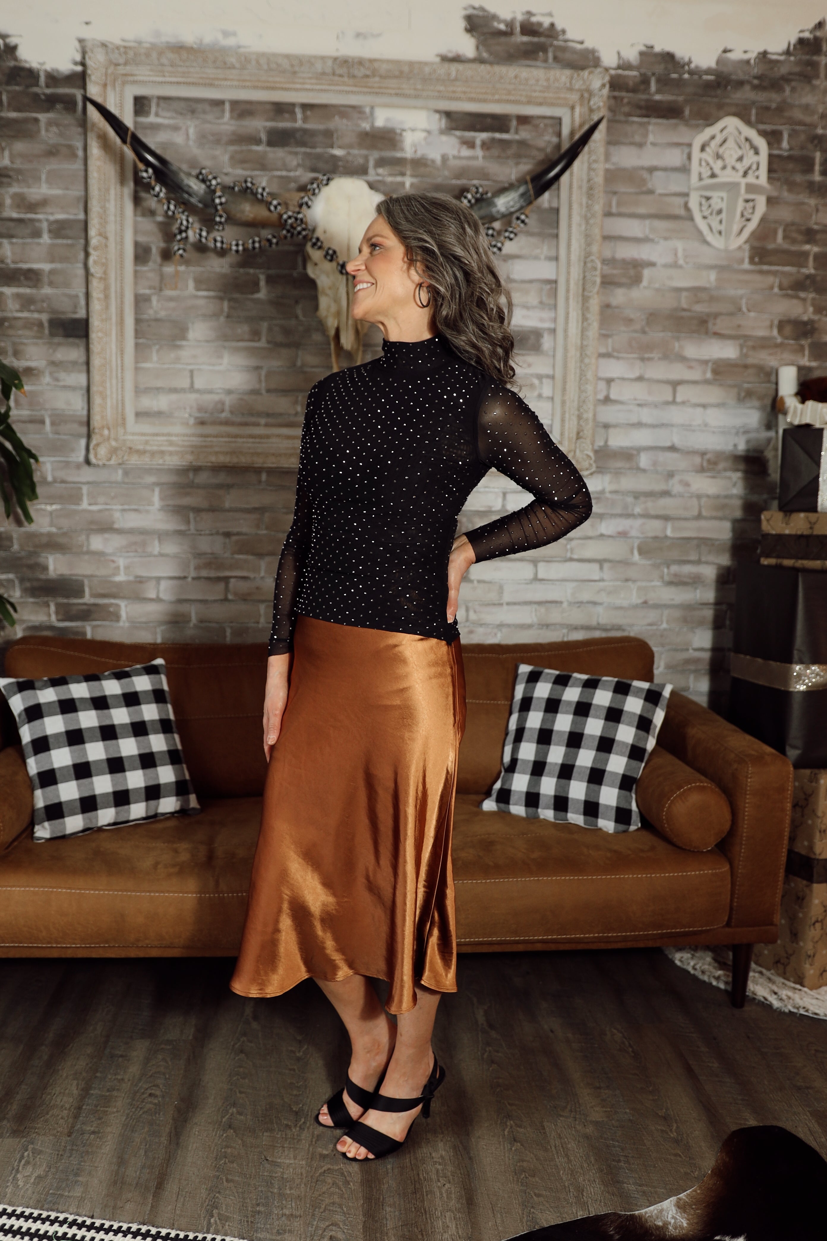 GLENDA SATIN SKIRT