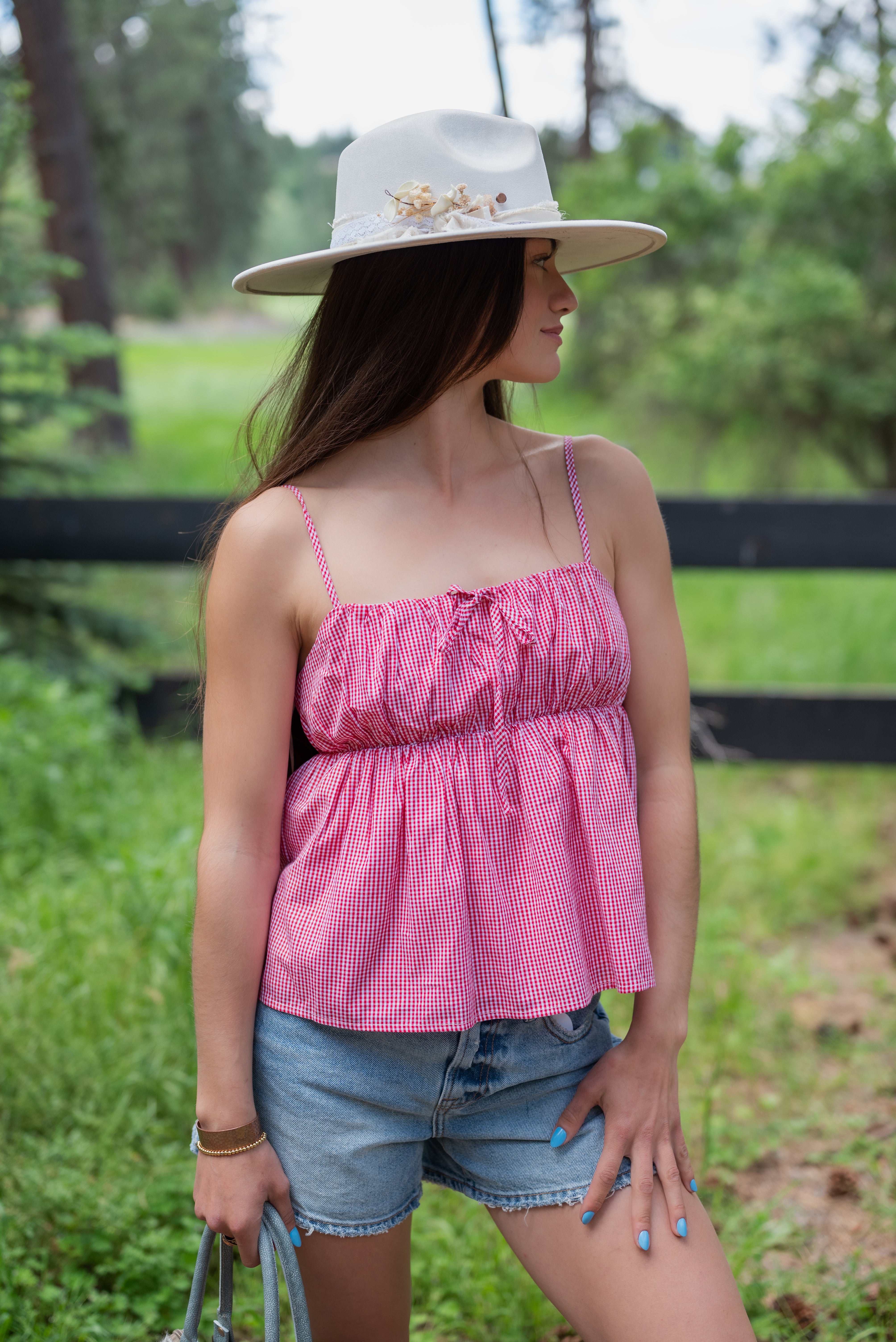 GINGHAM BABYDOLL TOP