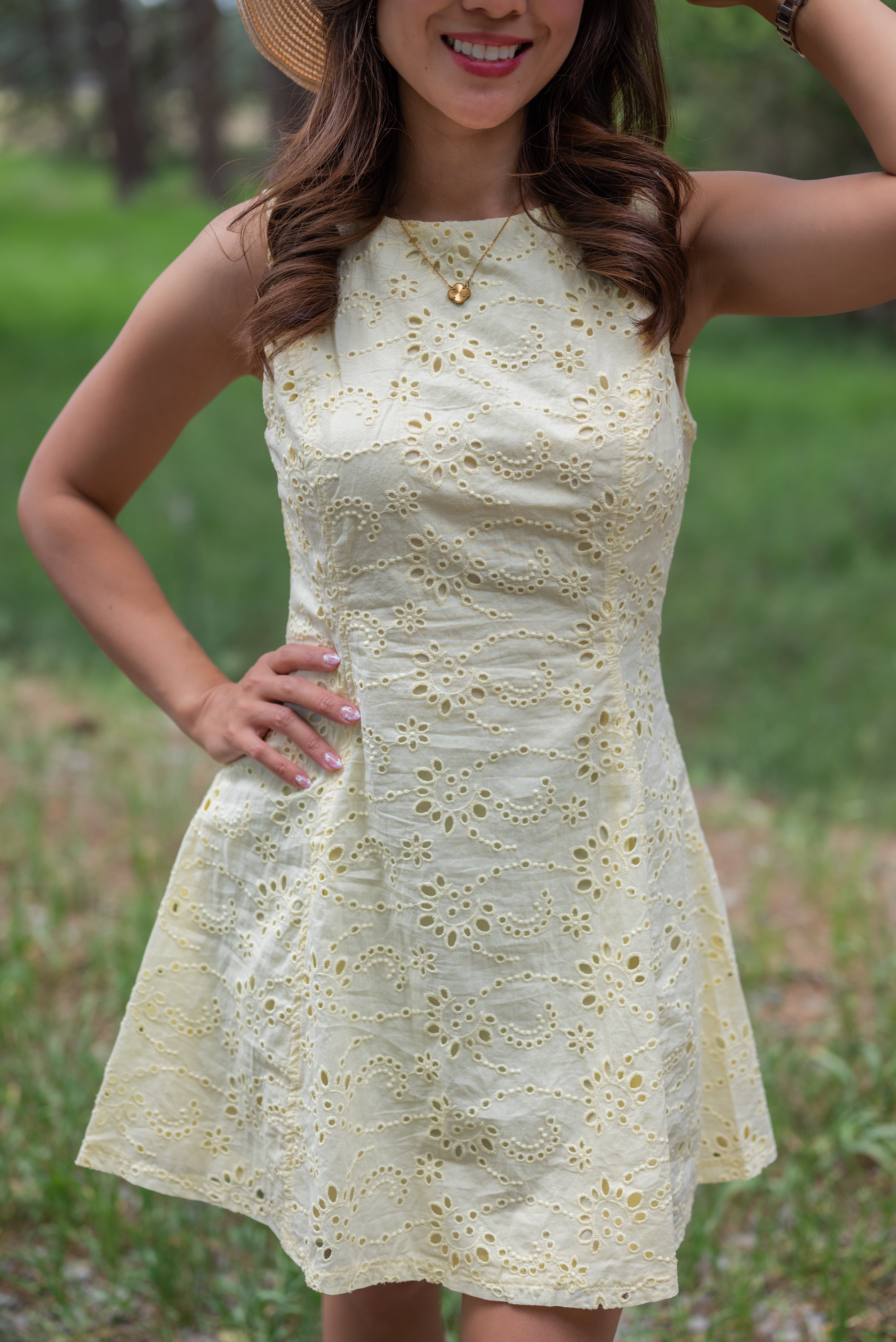 JANE EYELET MINI DRESS