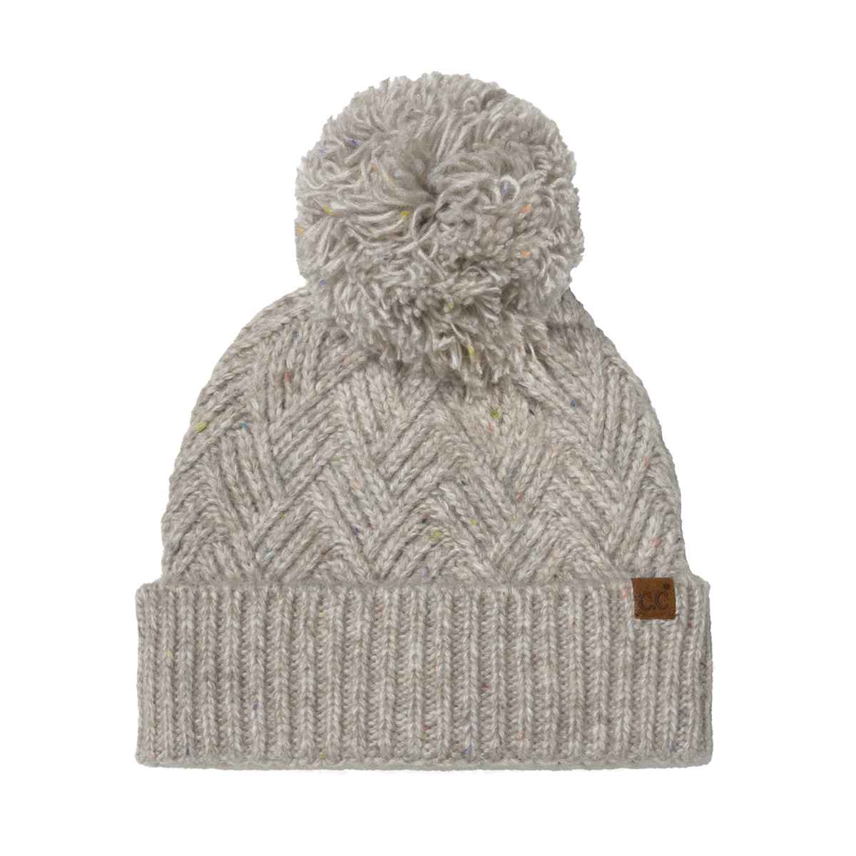 Criss Cross Pattern Yarn Pom Beanie