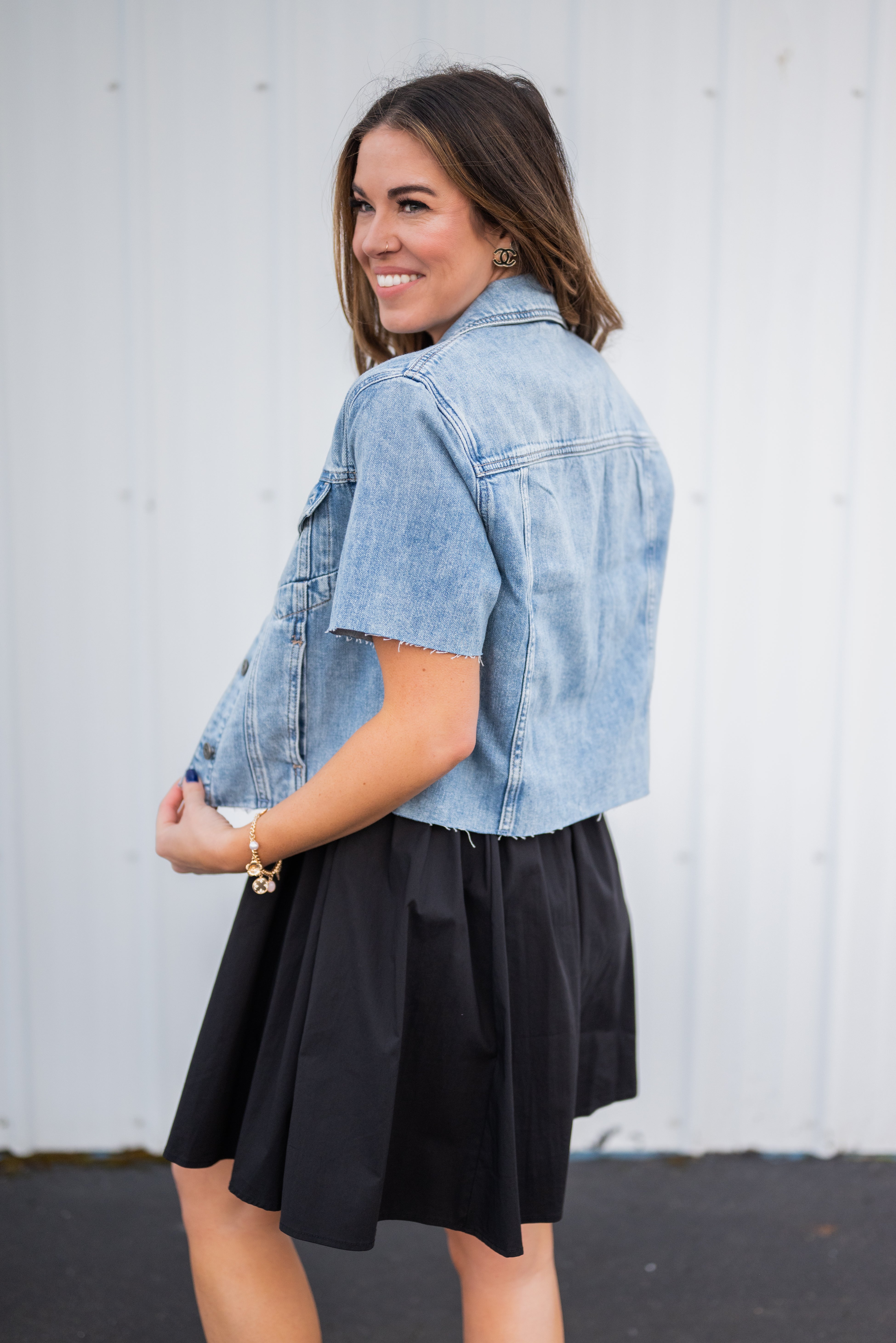VERA SHORT SLEEVE CROP DENIM JACKET