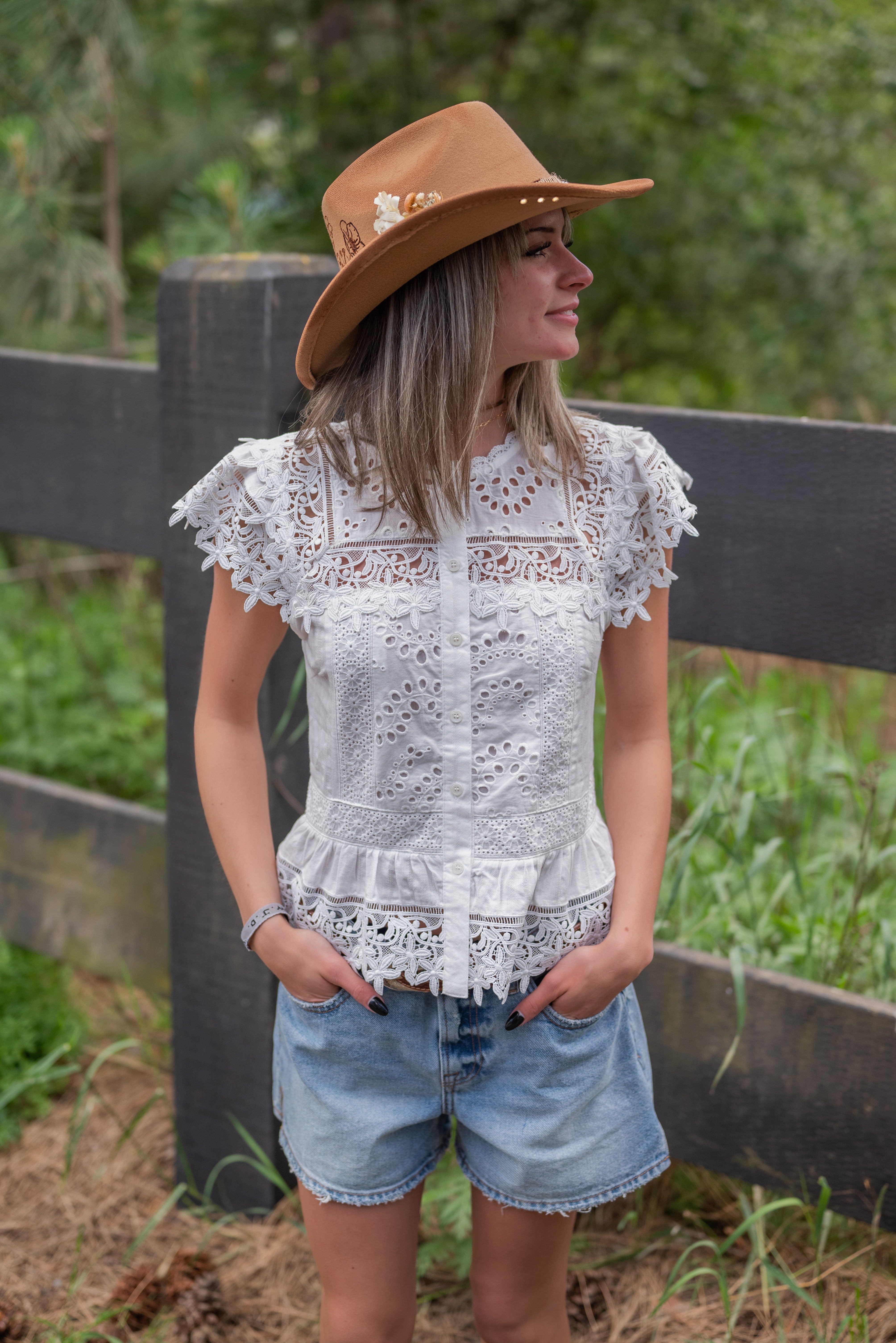 HAZEL LACE PEPLUM BLOUSE