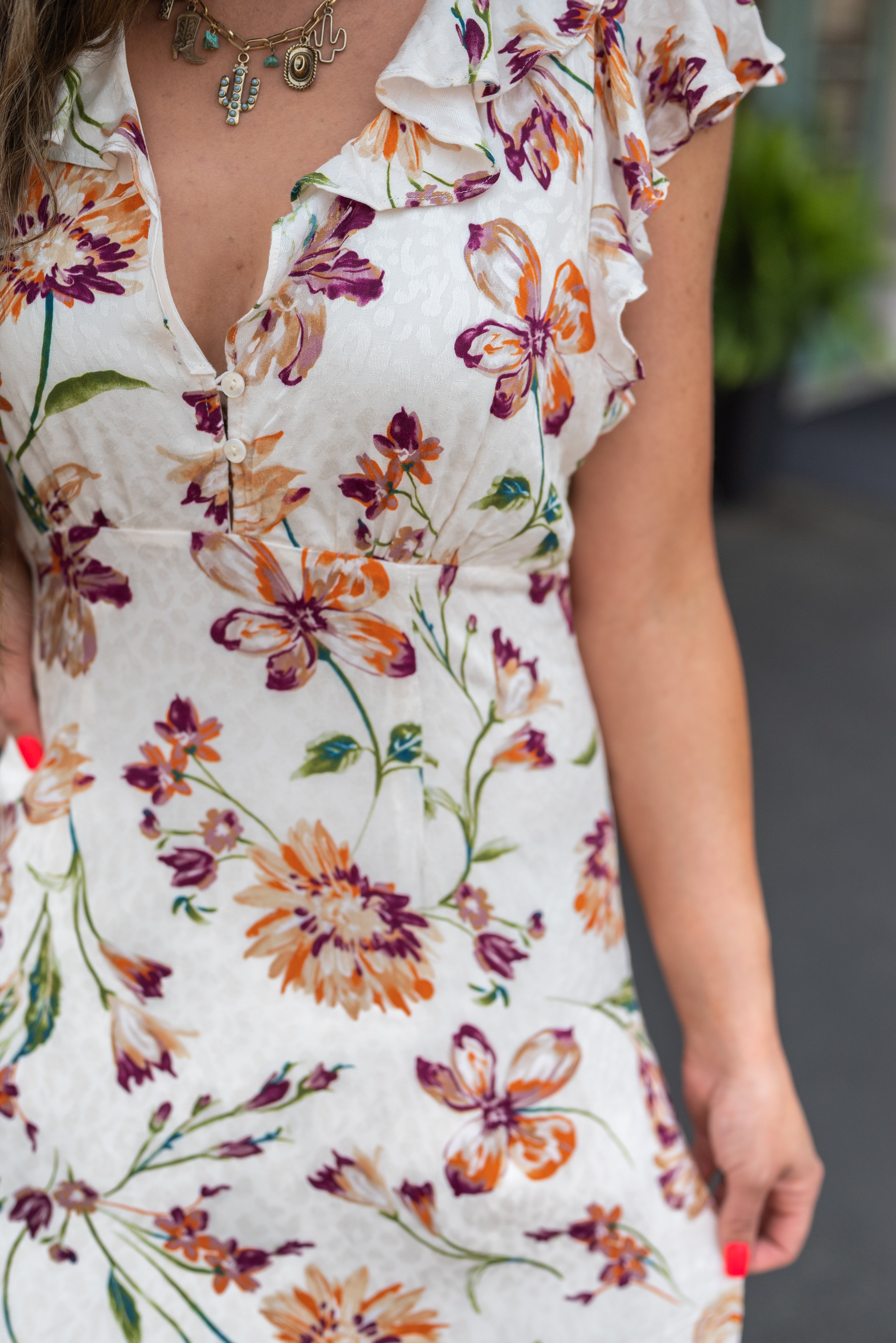 EARTH SONG RUFFLE MIDI DRESS