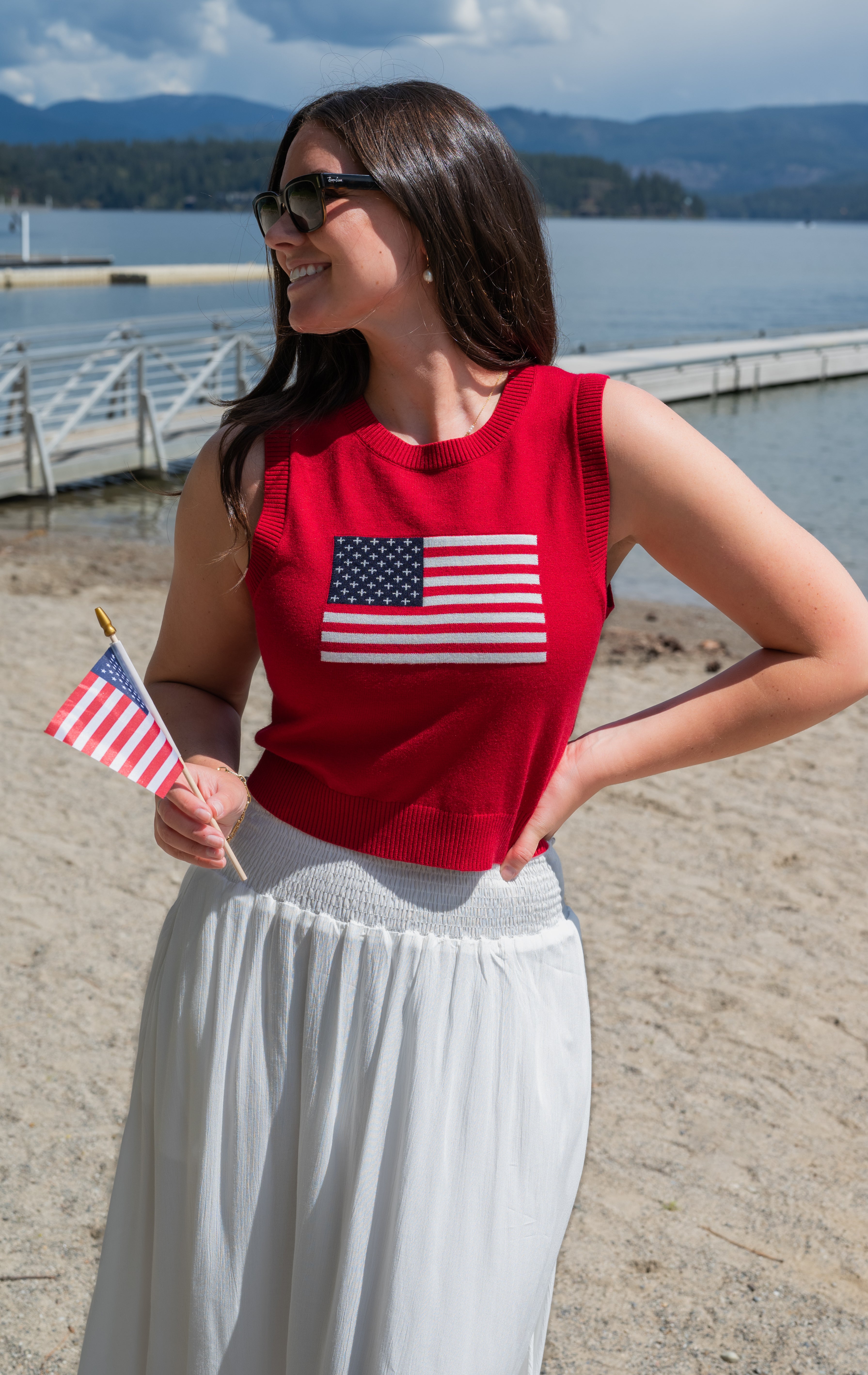 FLAG CROP SWEATER TANK