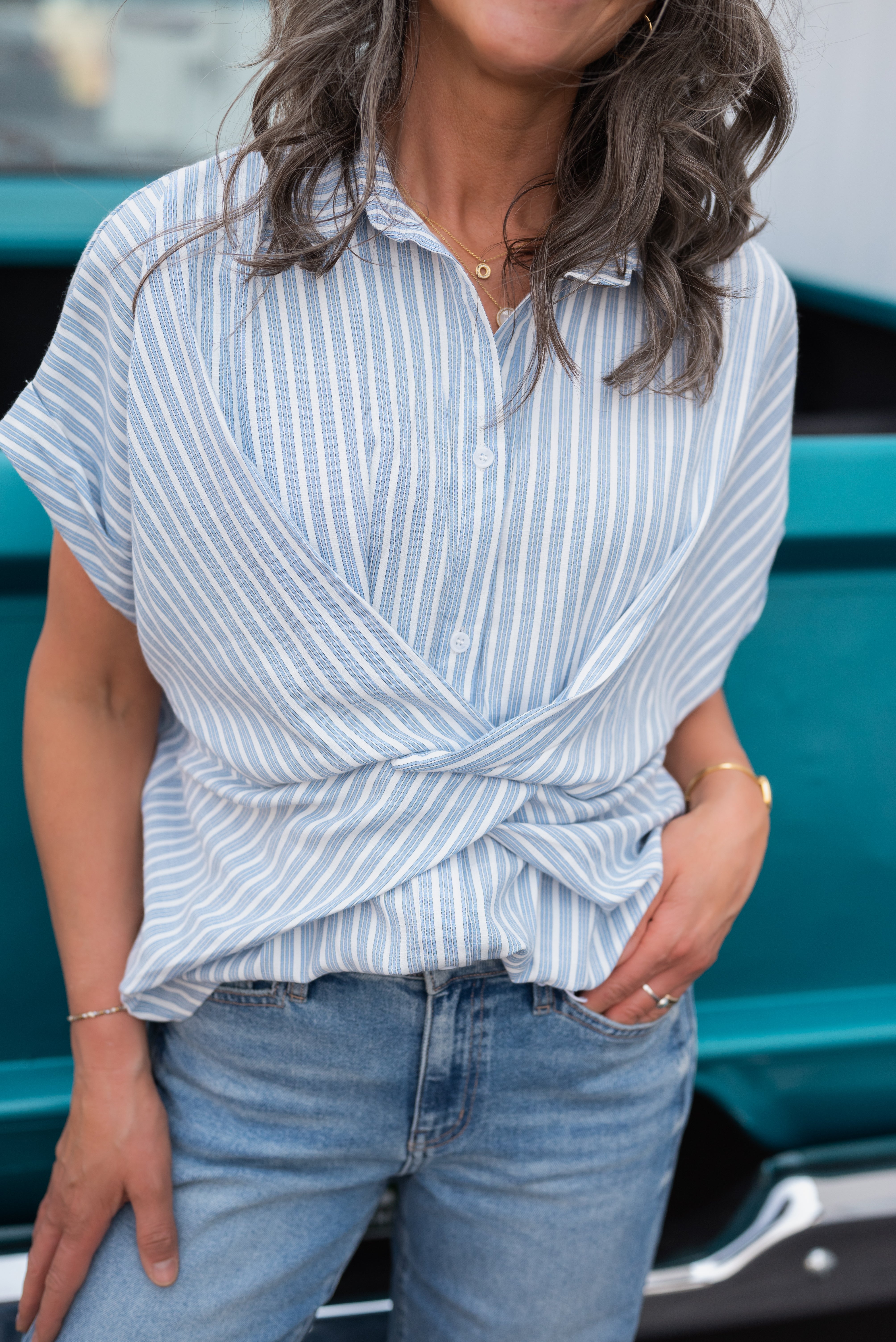 OXANA STRIPE TWIST TOP