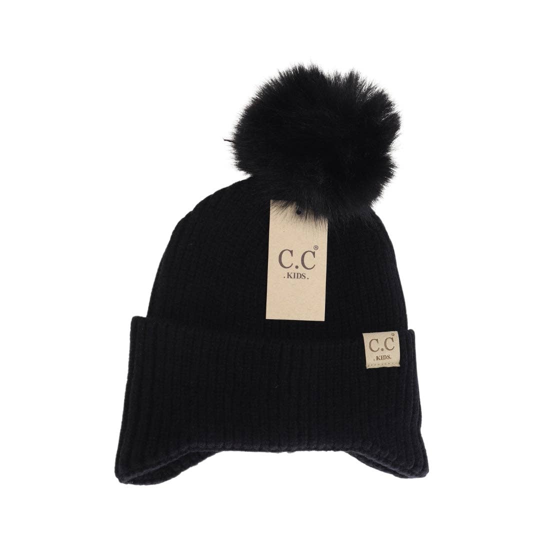 KIDS Ear Flap Pom C.C Beanie