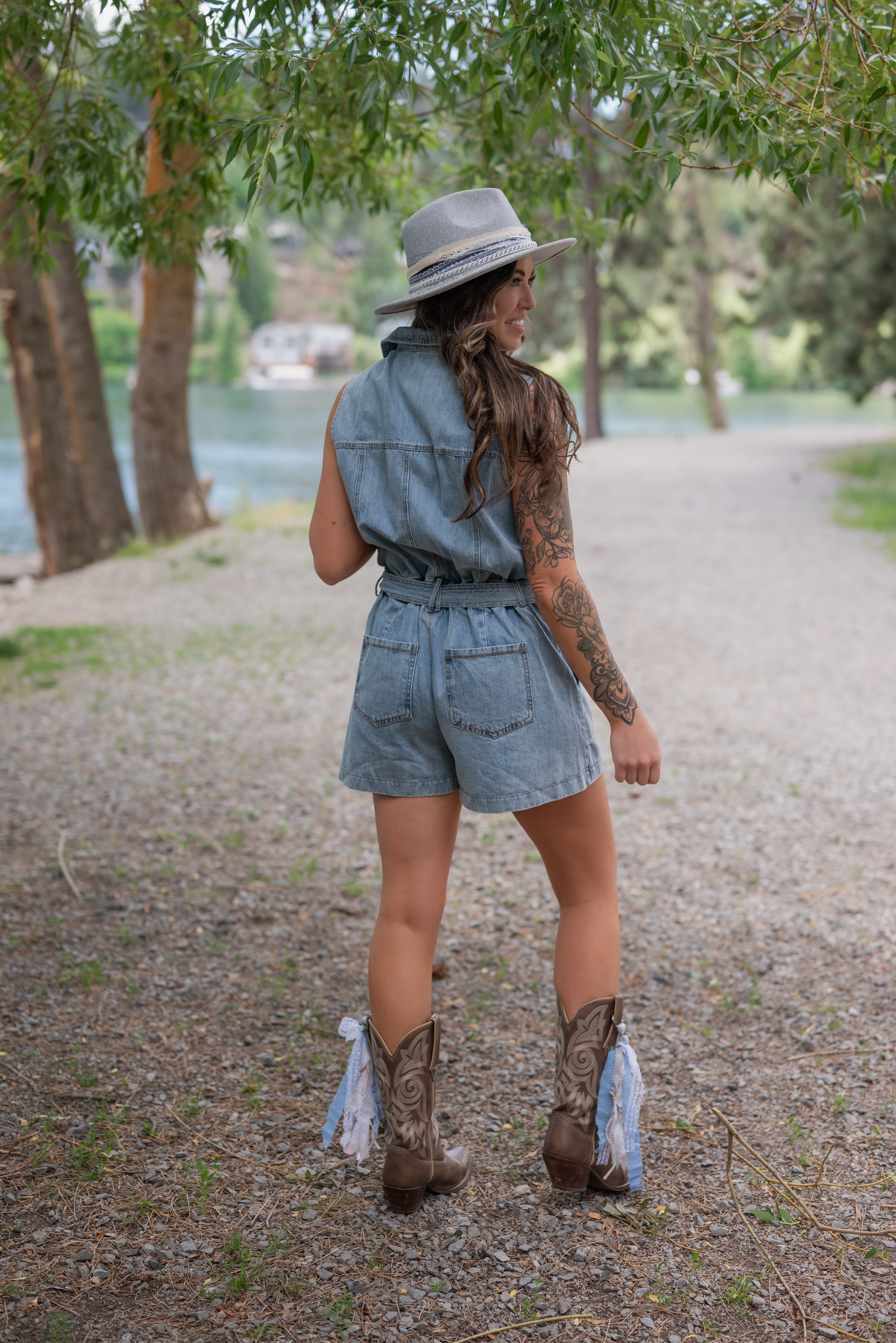 GWEN DENIM ROMPER