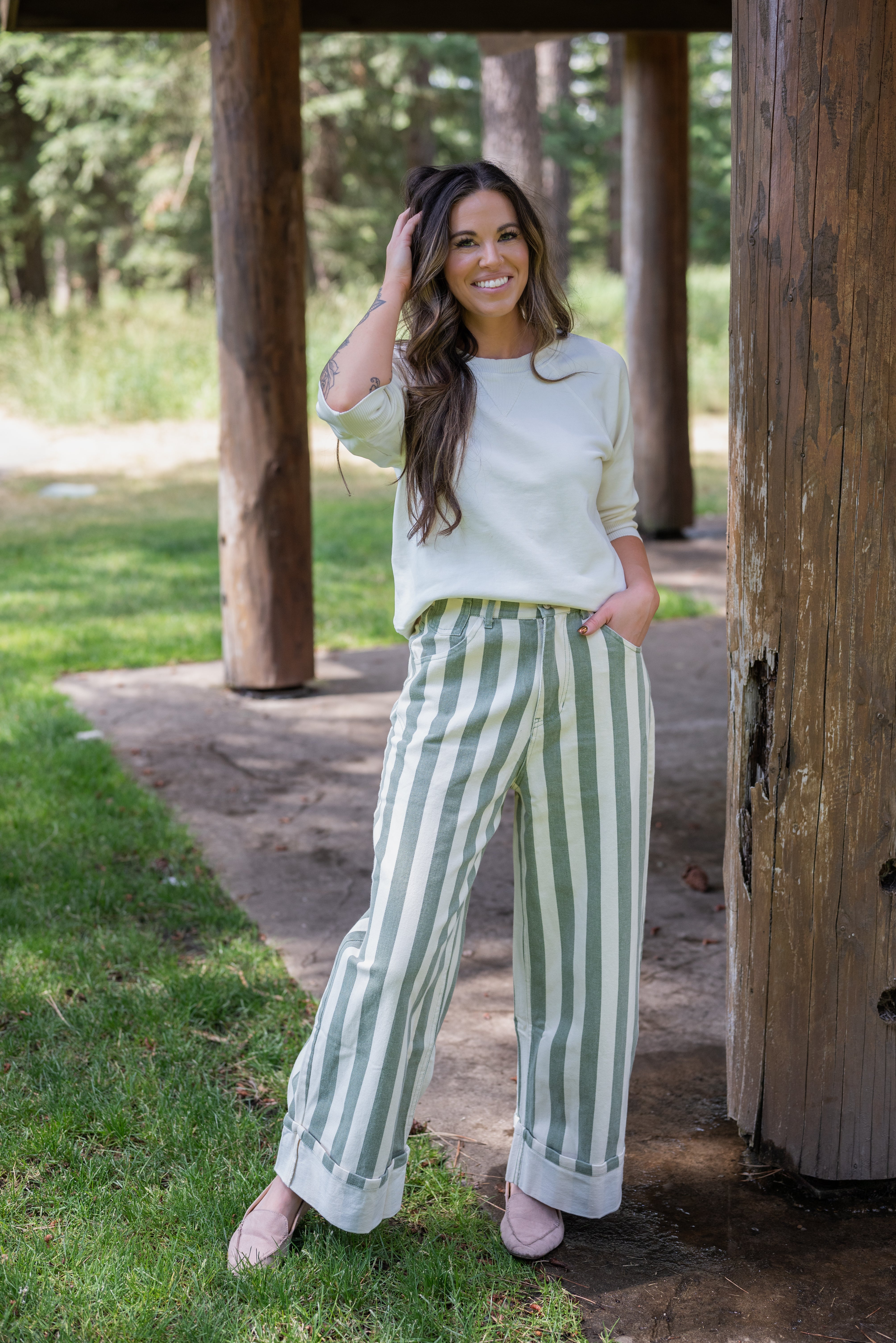 TRACEY STRIPE BARREL JEANS
