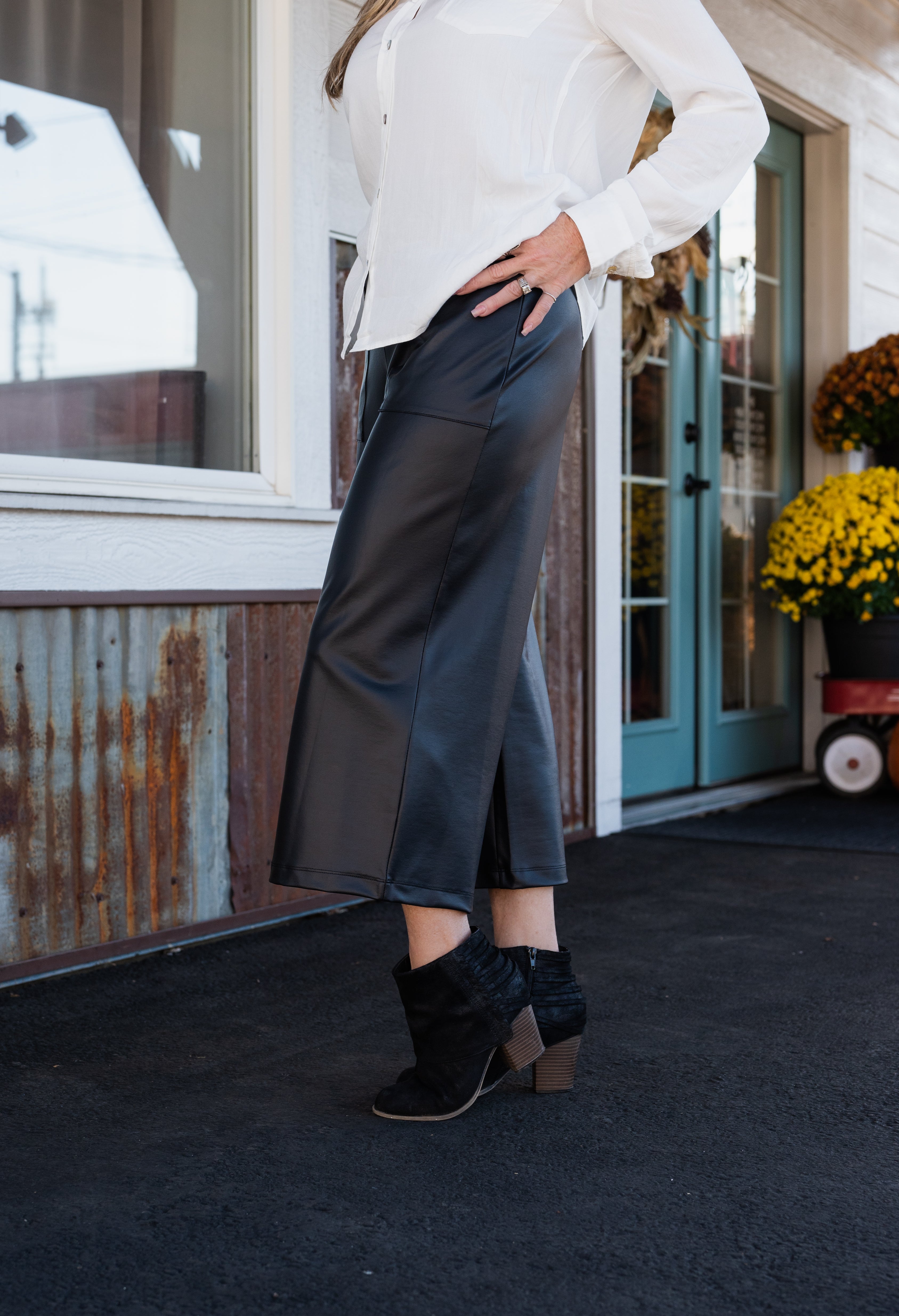Liquid Leather™ - Sheen Front Pocket Gaucho Pant