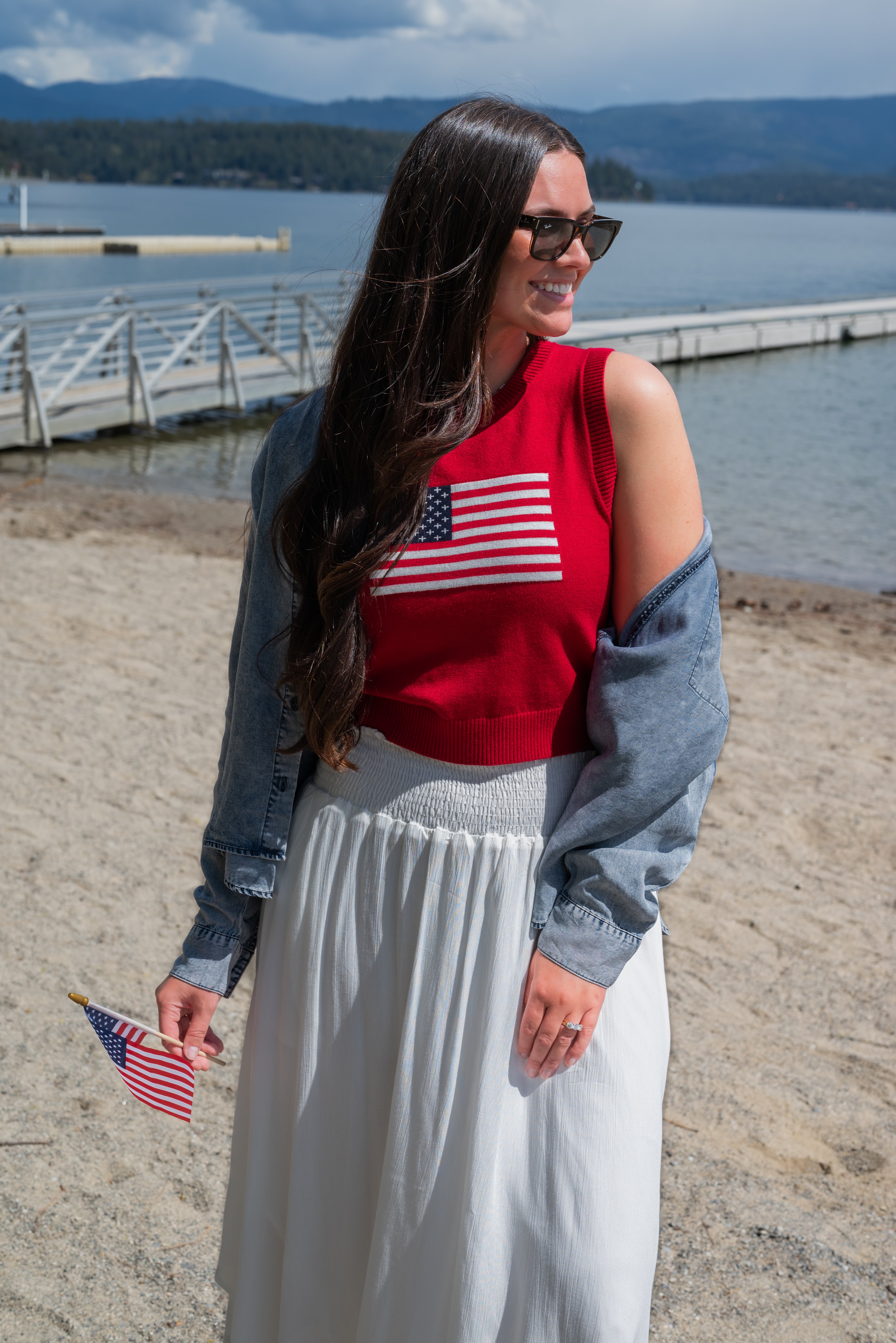 FLAG CROP SWEATER TANK