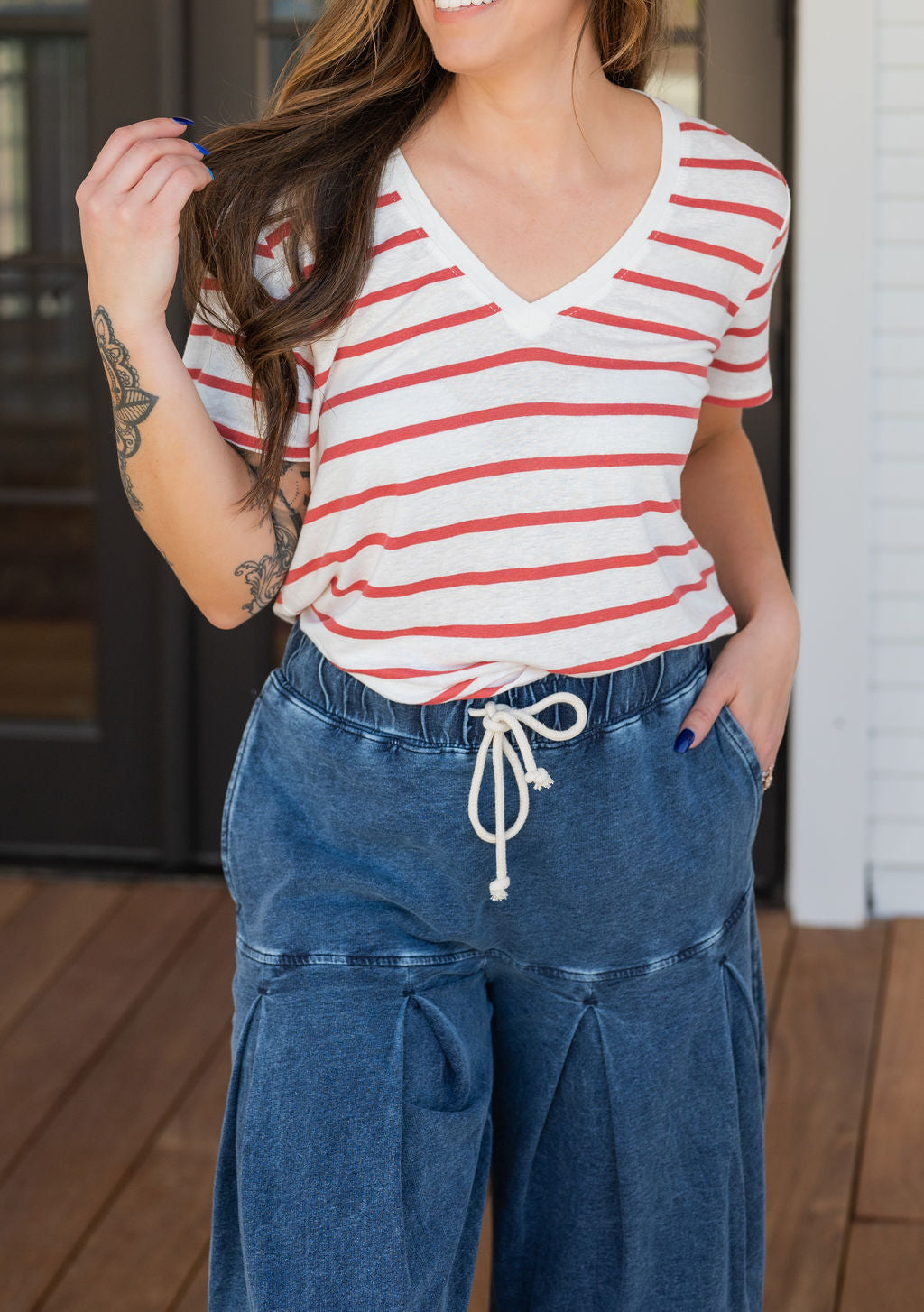 KARA STRIPED T-SHIRT