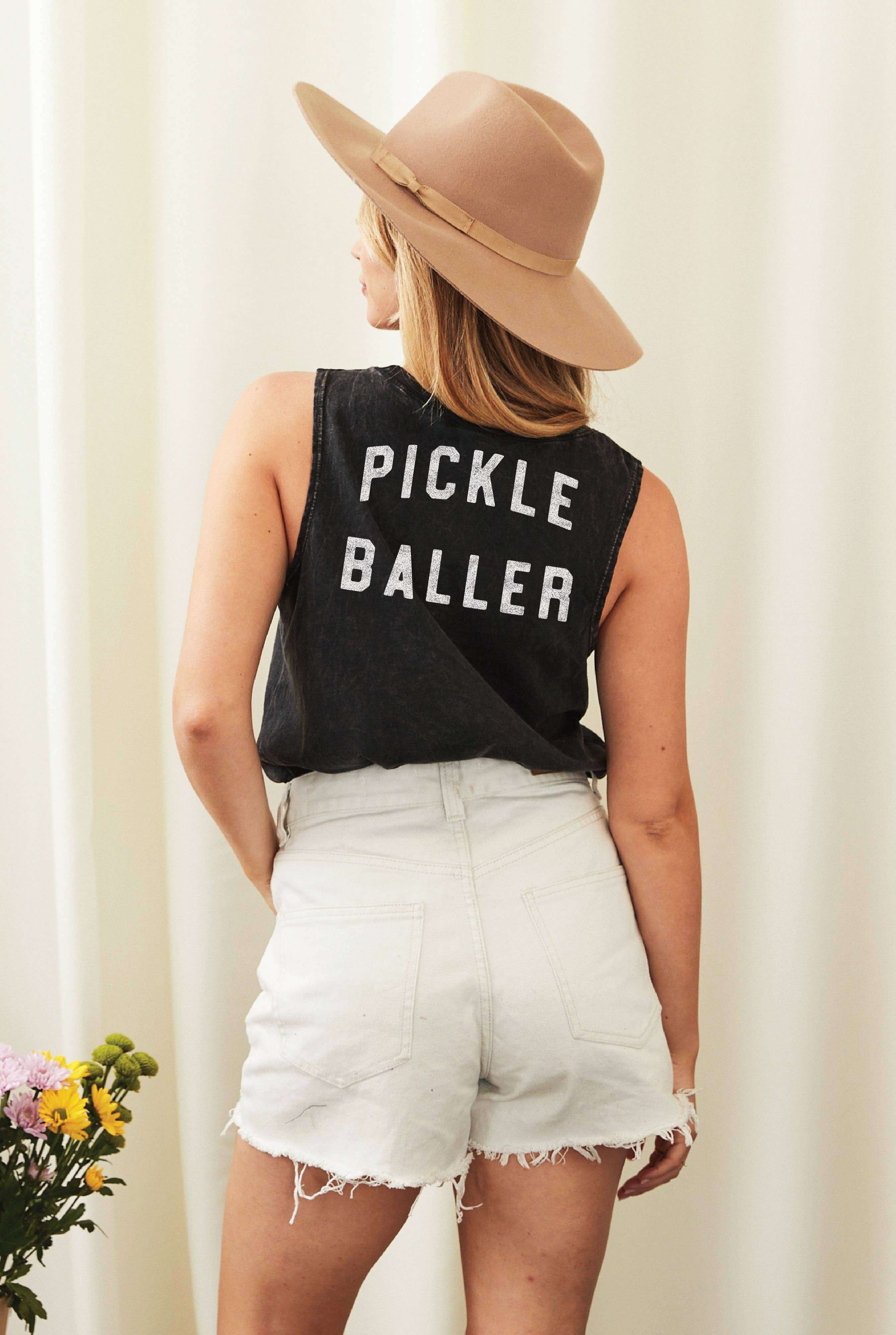 PICKLE BALLER Front and Back Mineral Graphic Tank Top
