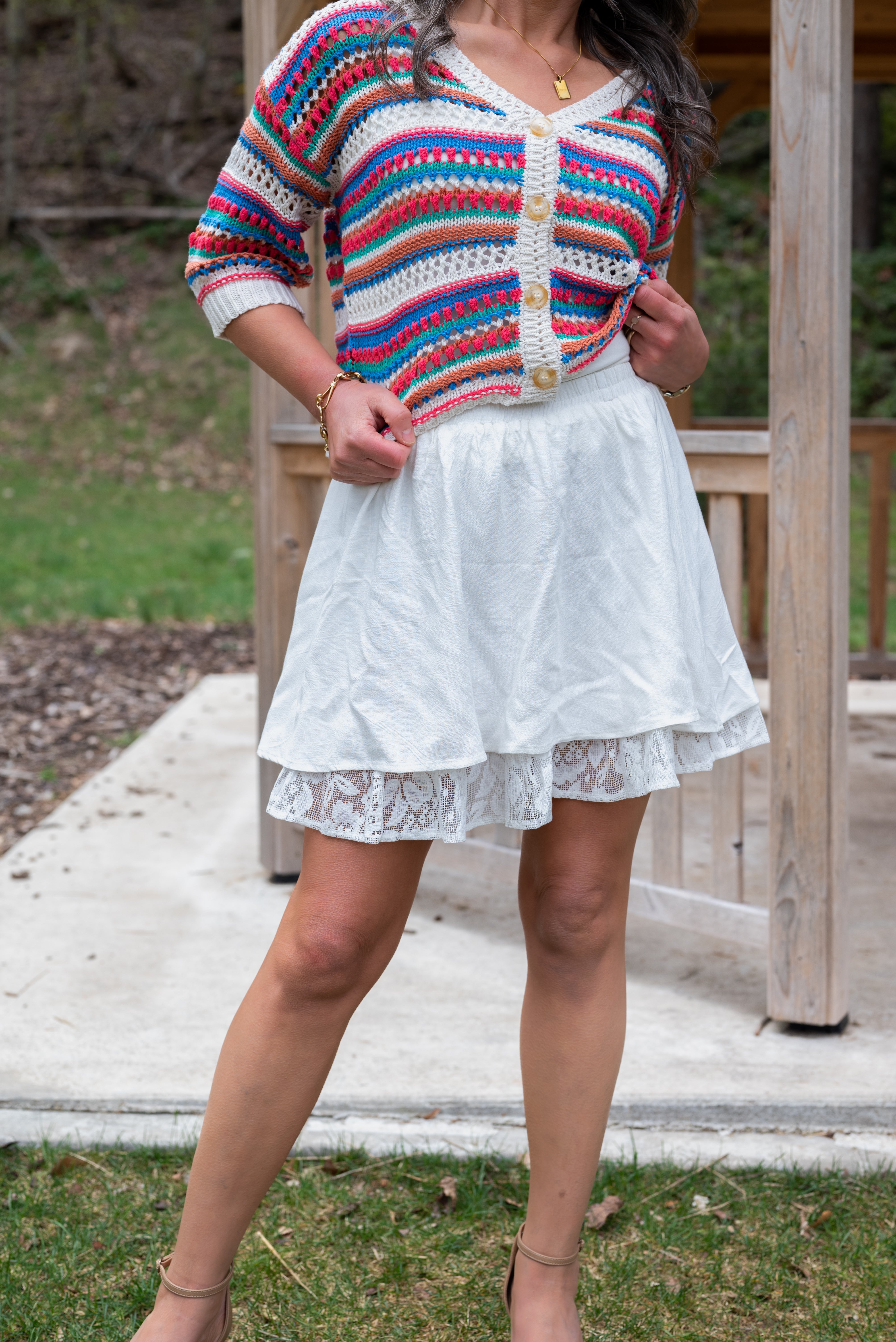 MISTY LAYERED W LACE MINI SKIRT