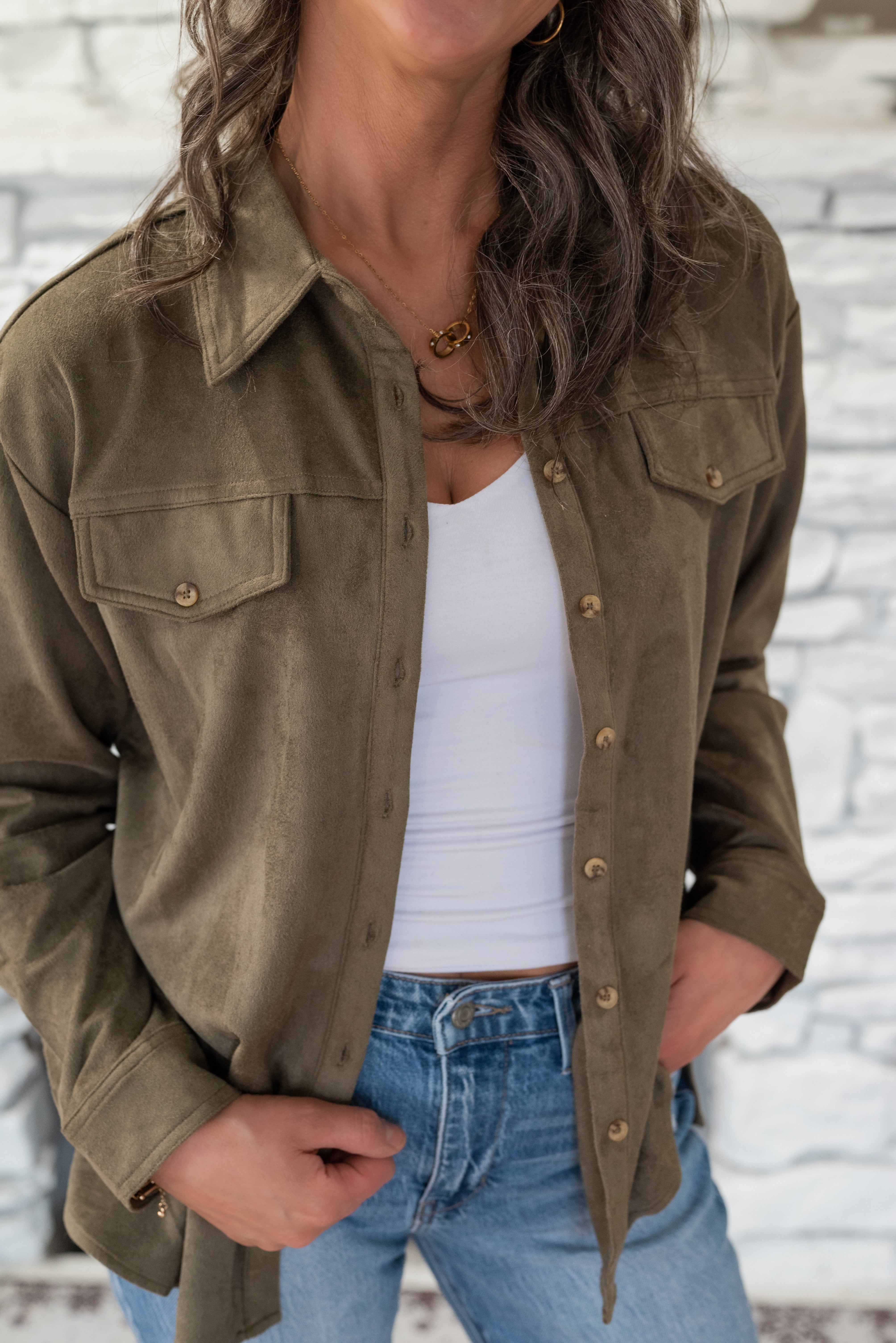 GREER FAUX SUEDE SHIRT