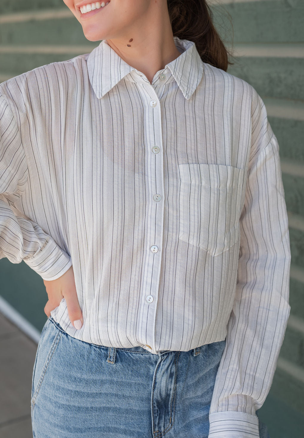 CHARMAINE STRIPE BUTTON DOWN