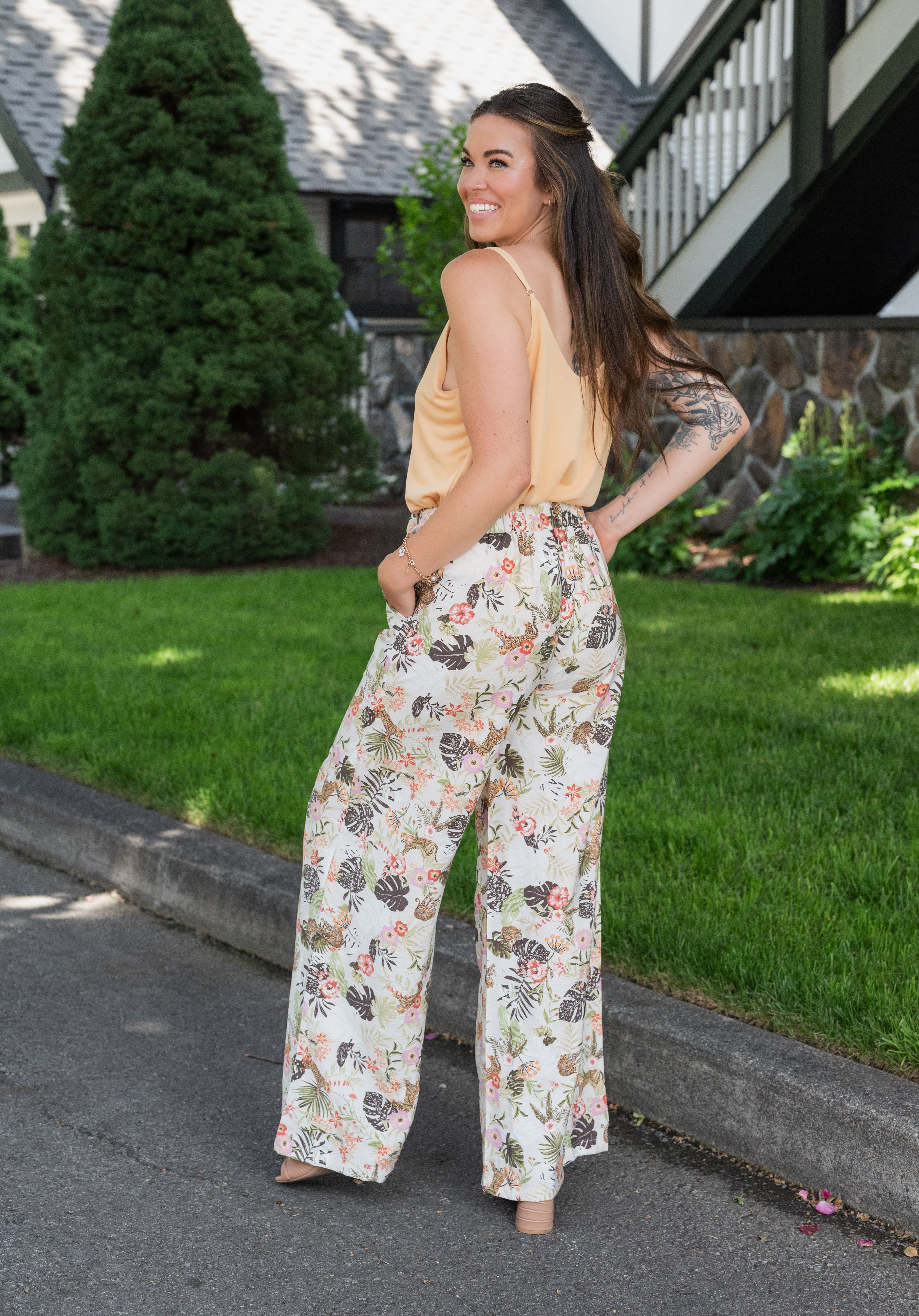 TROPICAL WIDE LEG PANTS