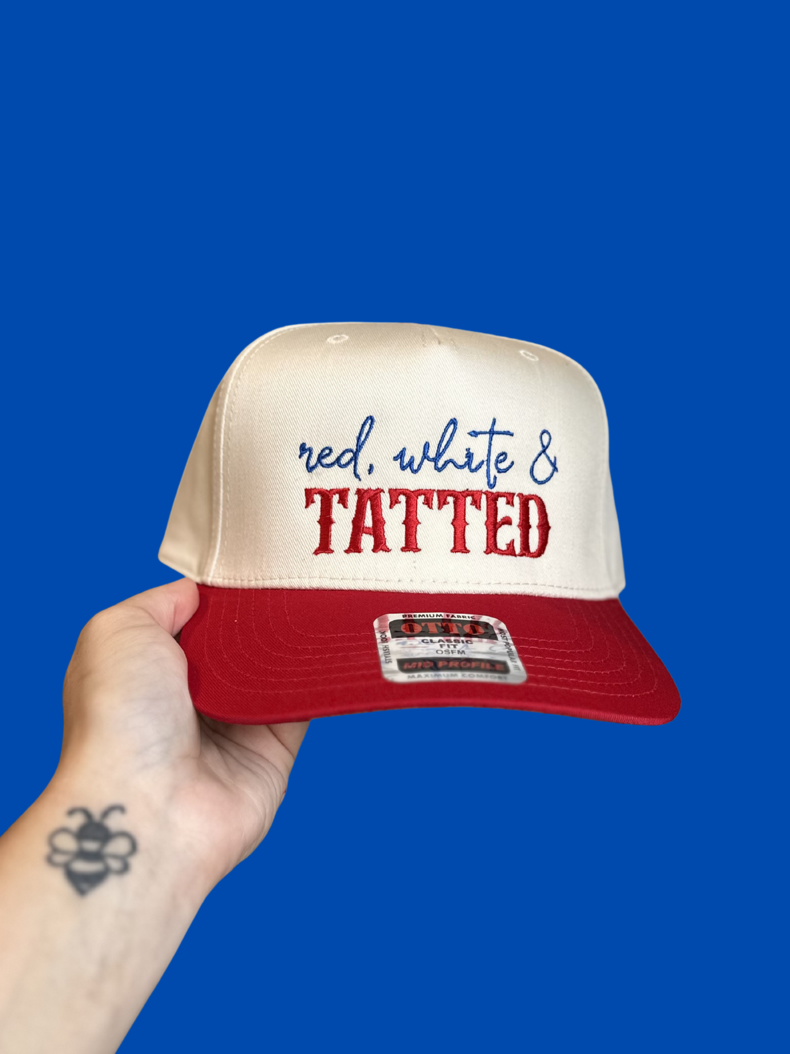RED WHITE & TATTED | Embroidered Hat