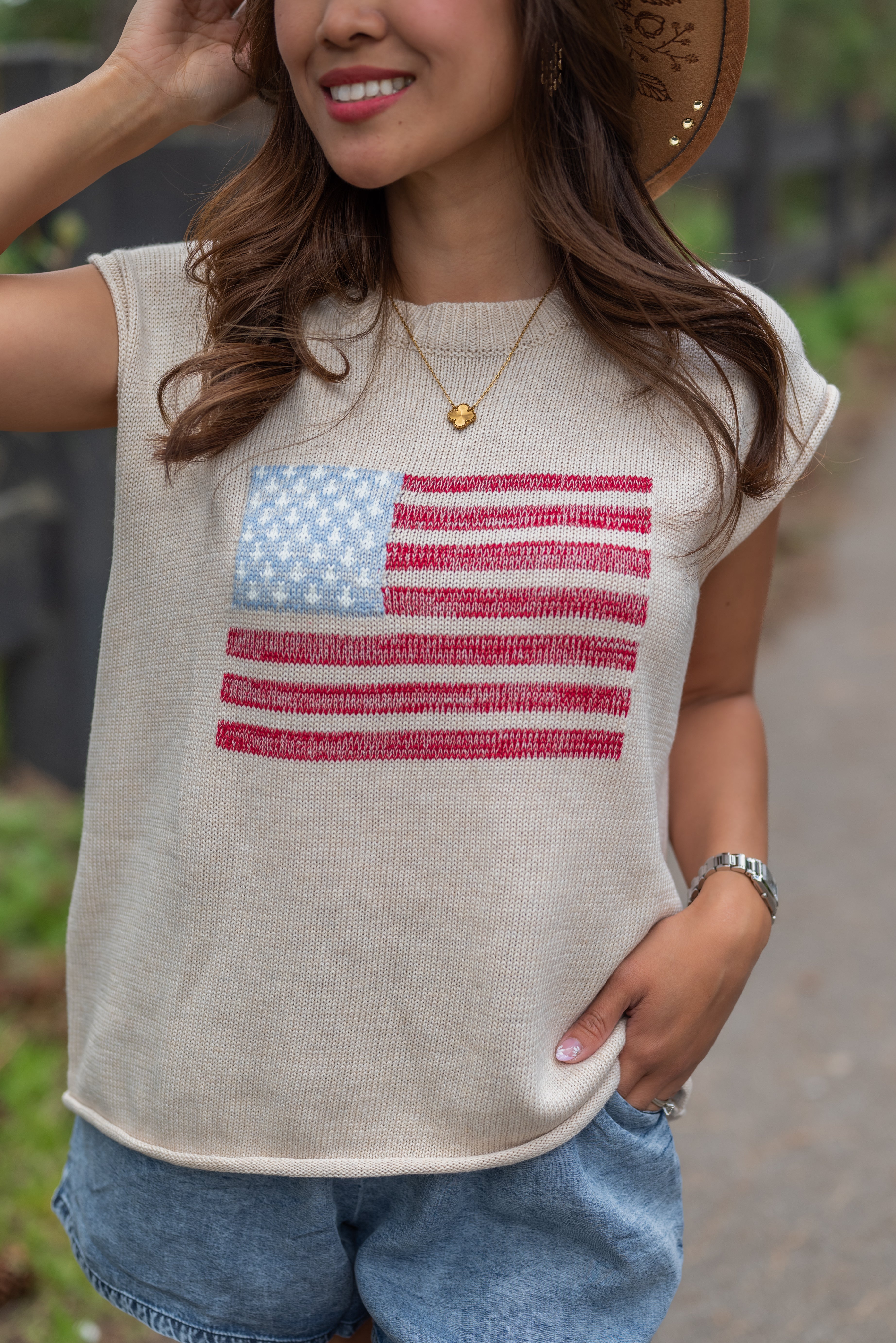 USA FLAG SS SWEATER