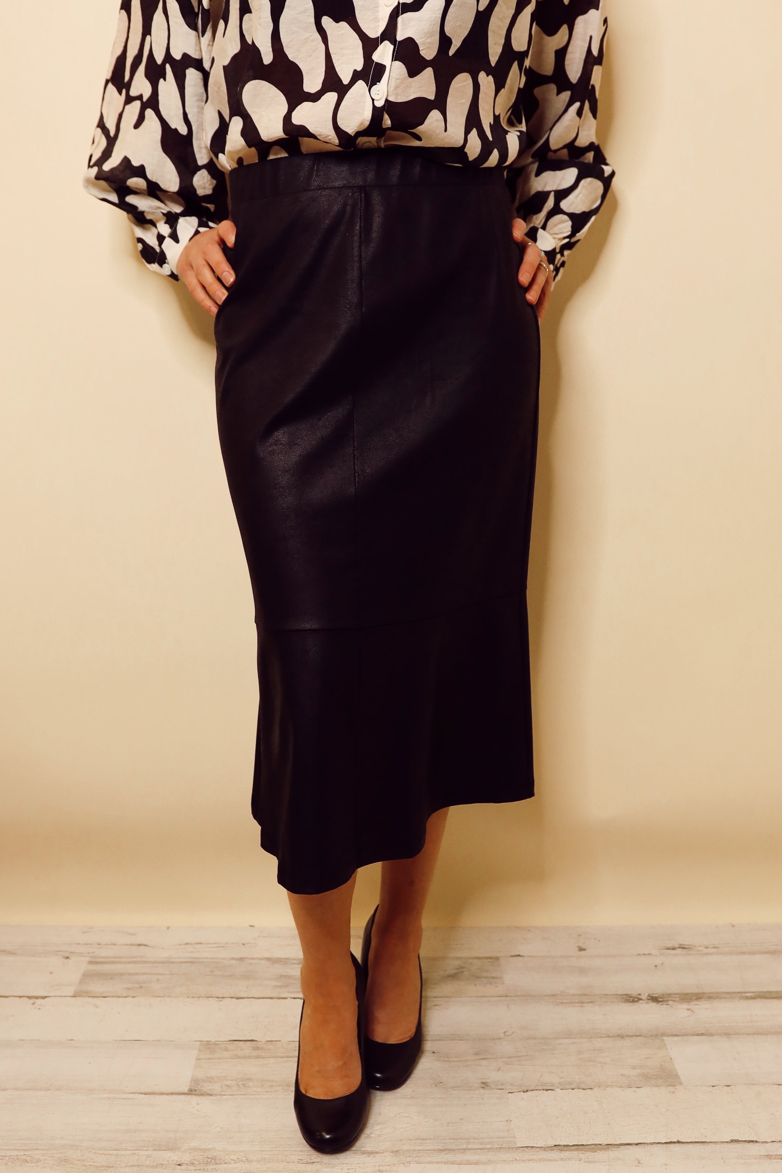 Liquid Leather™ Flounce Midi Skirt