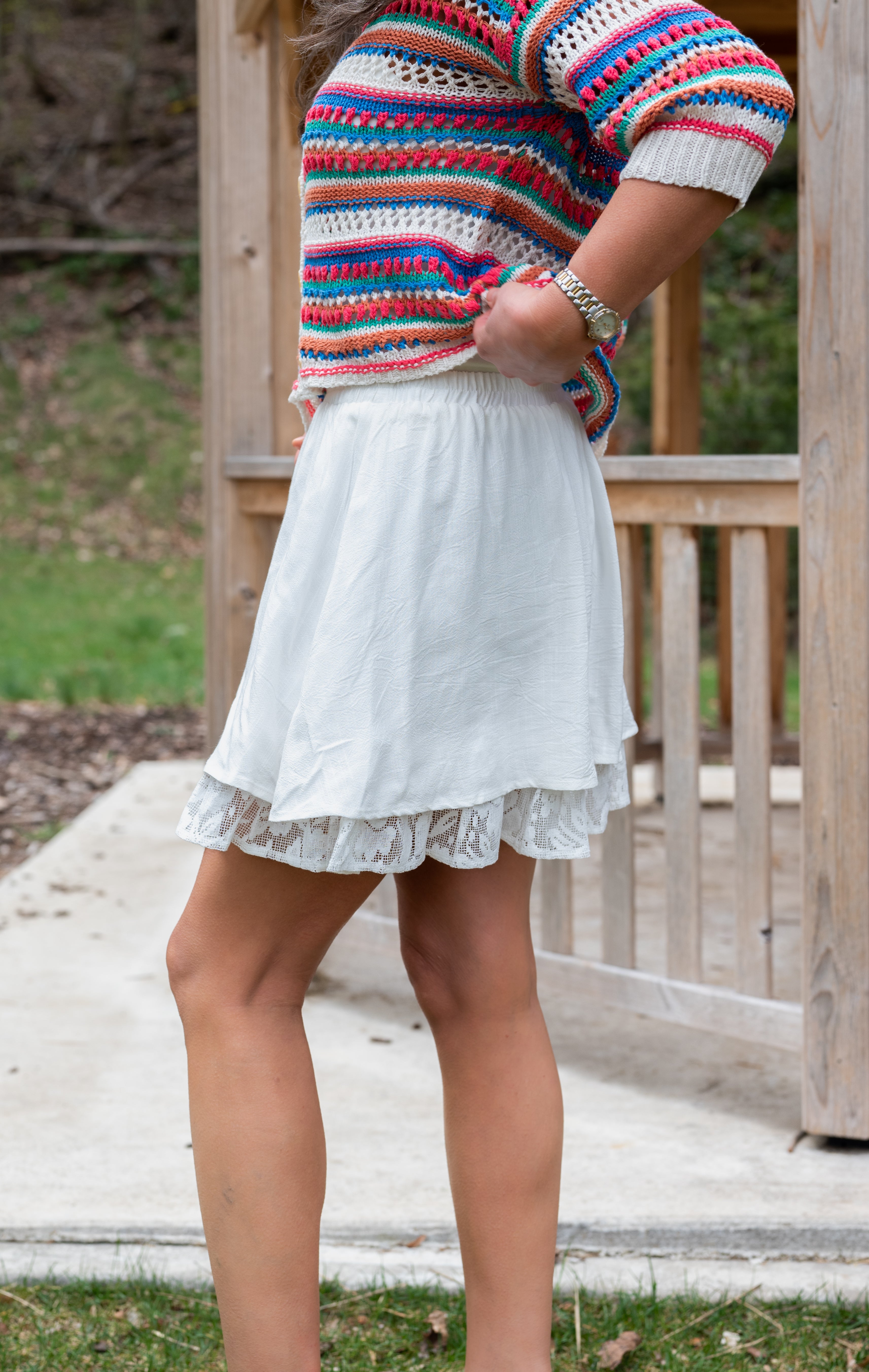 MISTY LAYERED W LACE MINI SKIRT