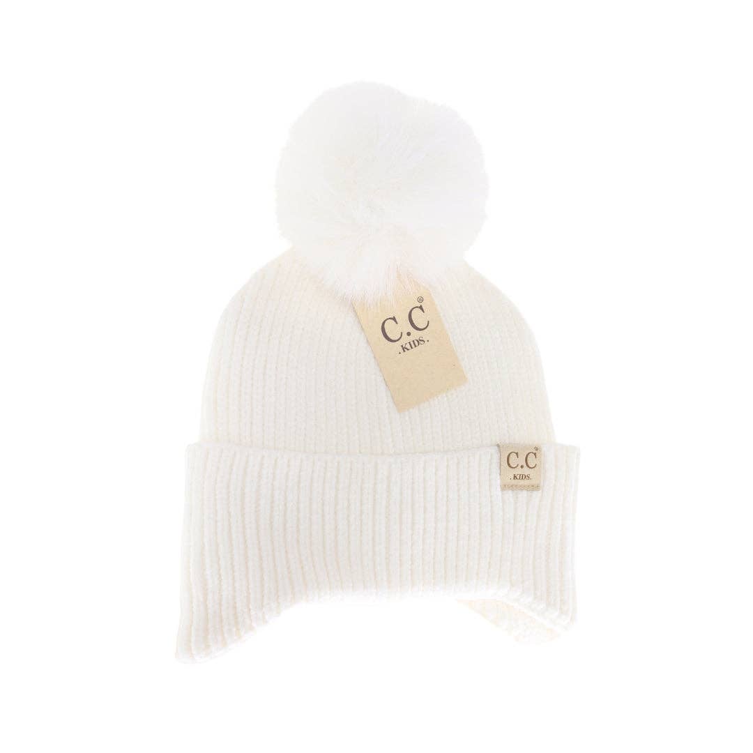 KIDS Ear Flap Pom C.C Beanie