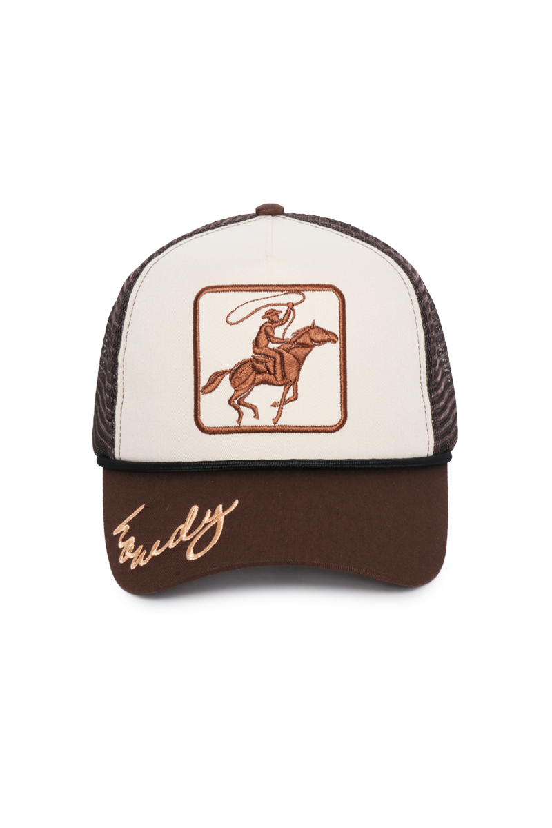 WESTERN COWBOY Patch with HOWD Embroidery Brim Mesh back Cap