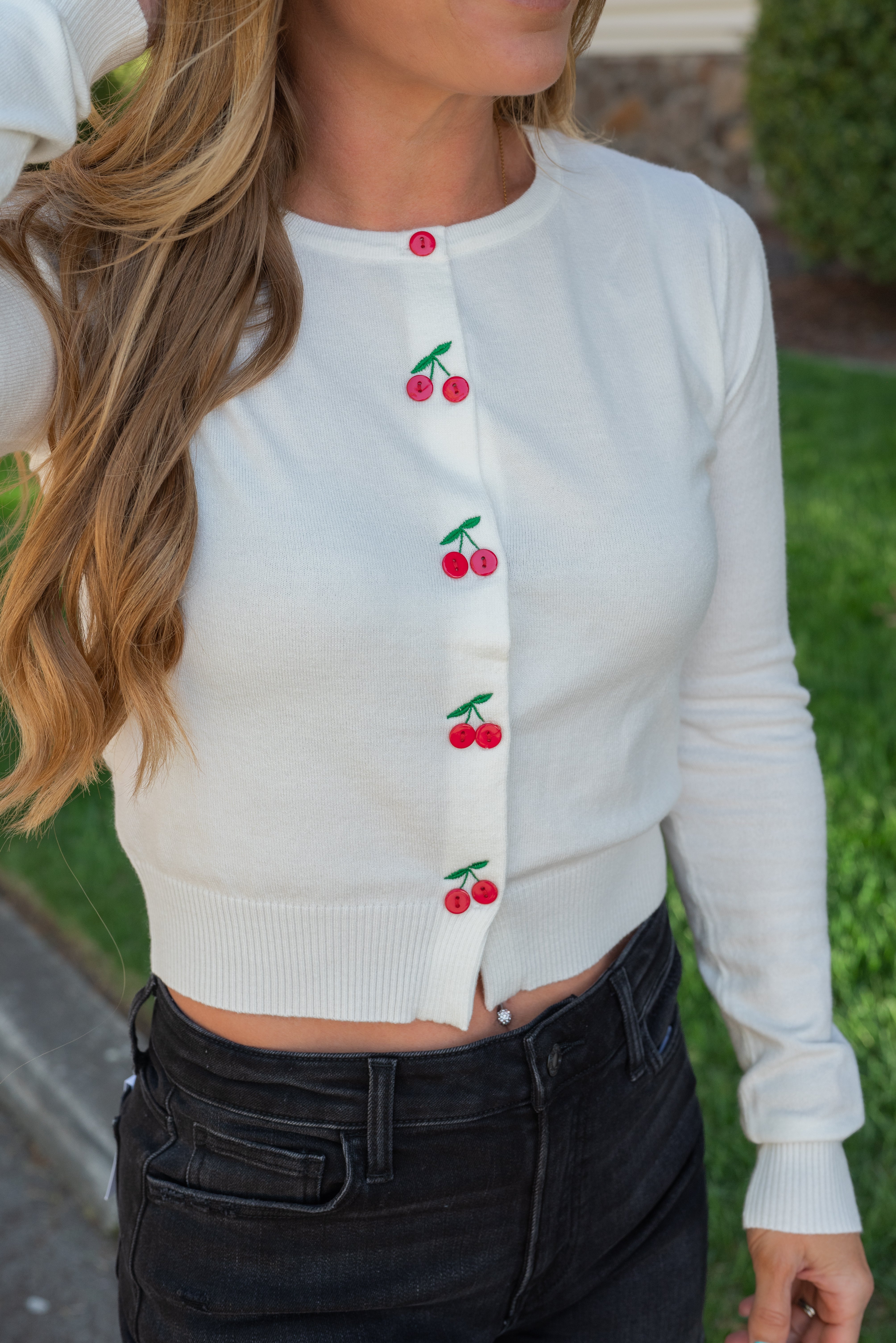 LIVIA TOP W/ CHERRY BUTTONS
