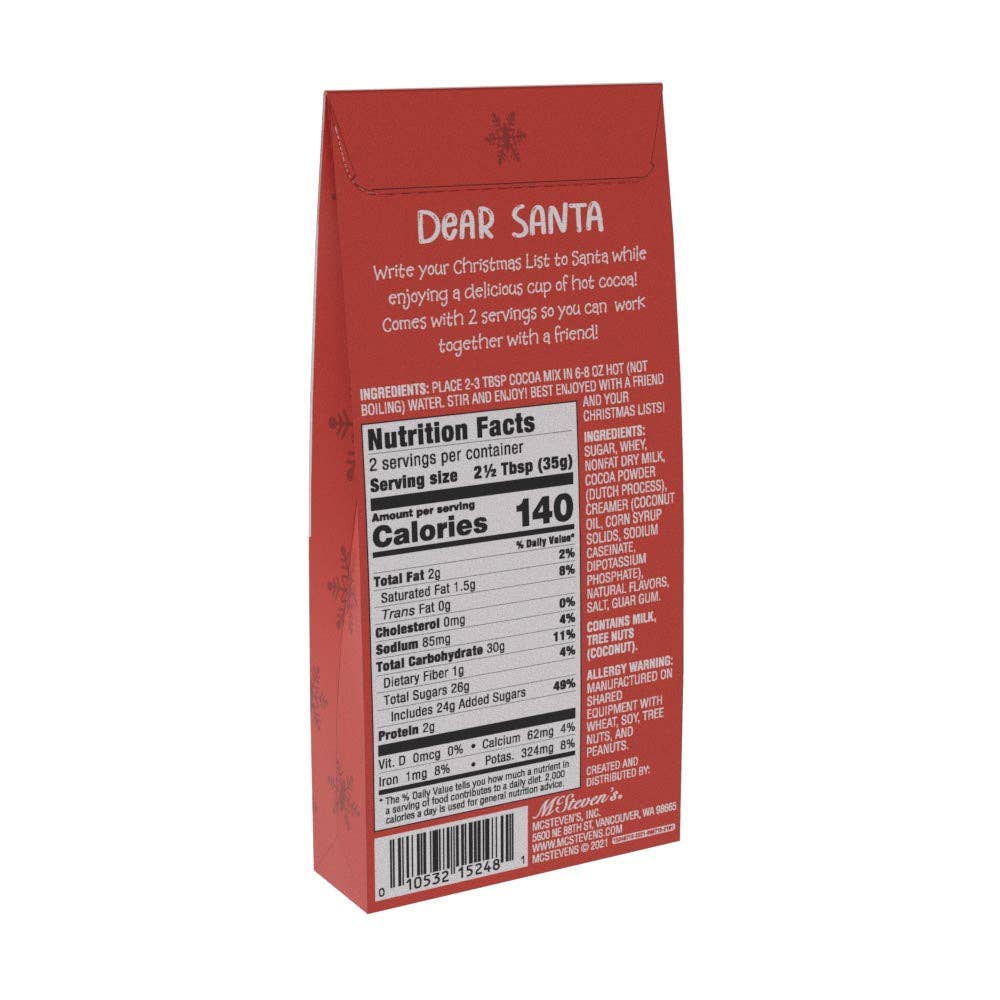 Dear Santa - My Christmas List Choc Cocoa (2.5oz Tent Boxes)