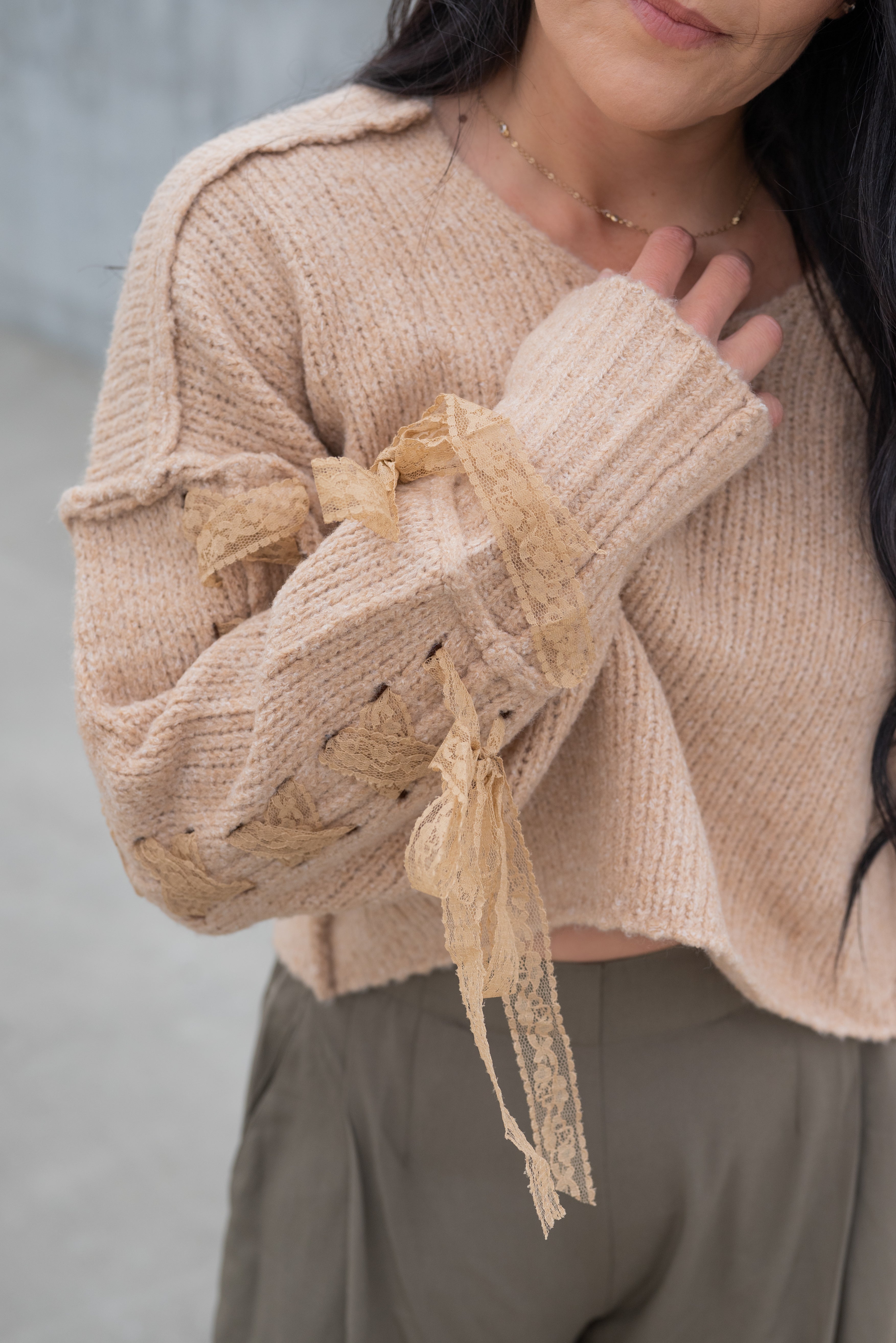 EMILEE LACE-UP SWEATER