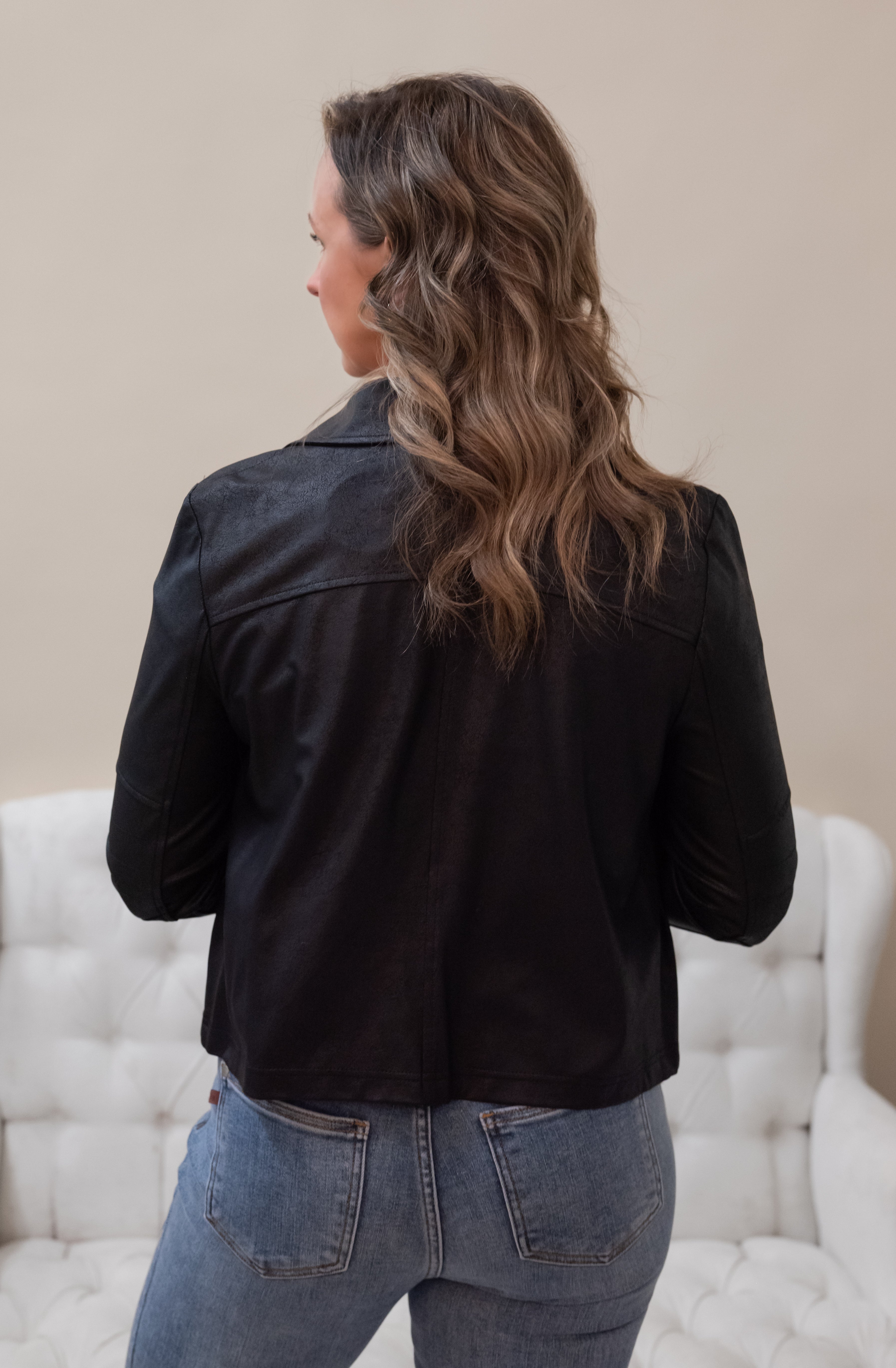 Liquid Leather™ Drape Neck Zip Jacket